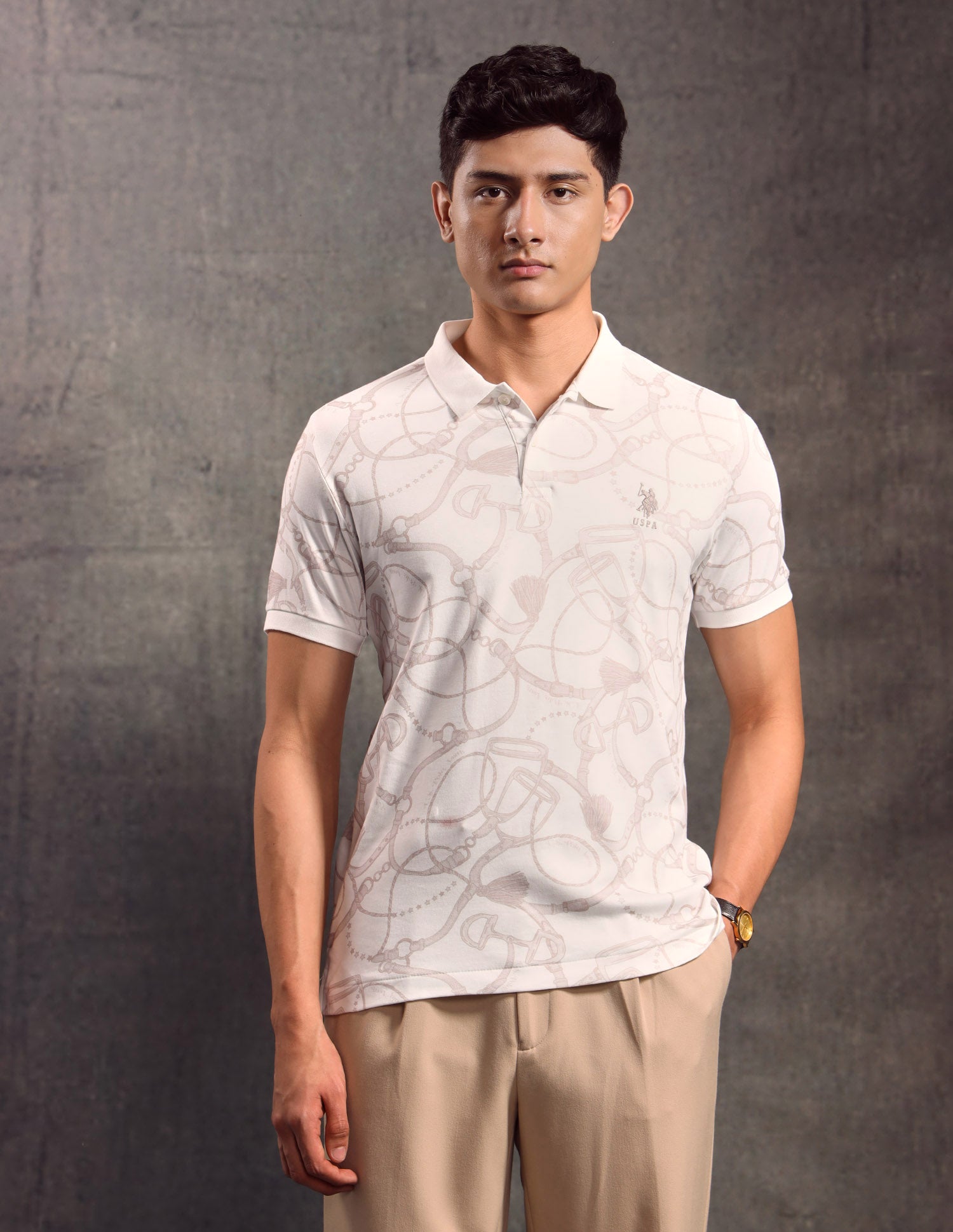 All-Over Printed Muscle Fit Polo shirt