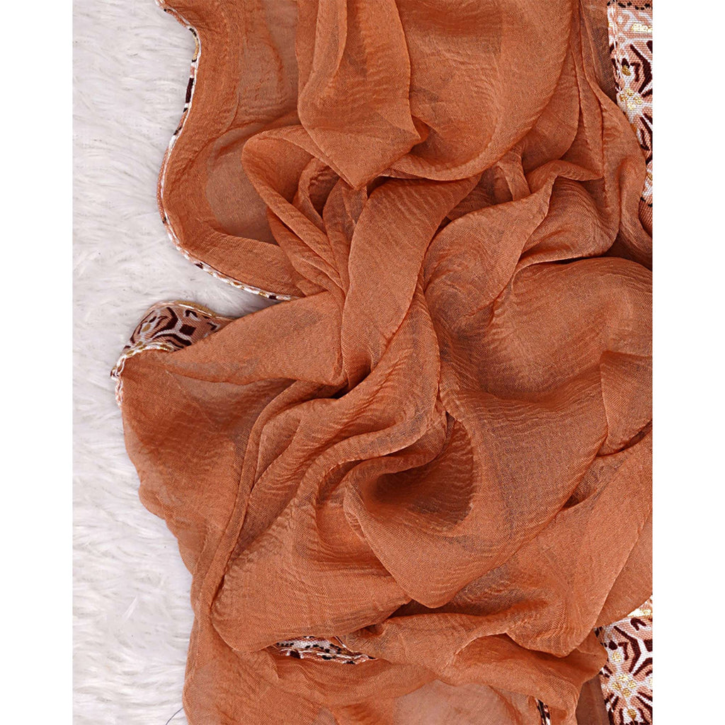 Peach Floral Printed Pure Cotton Dress Material