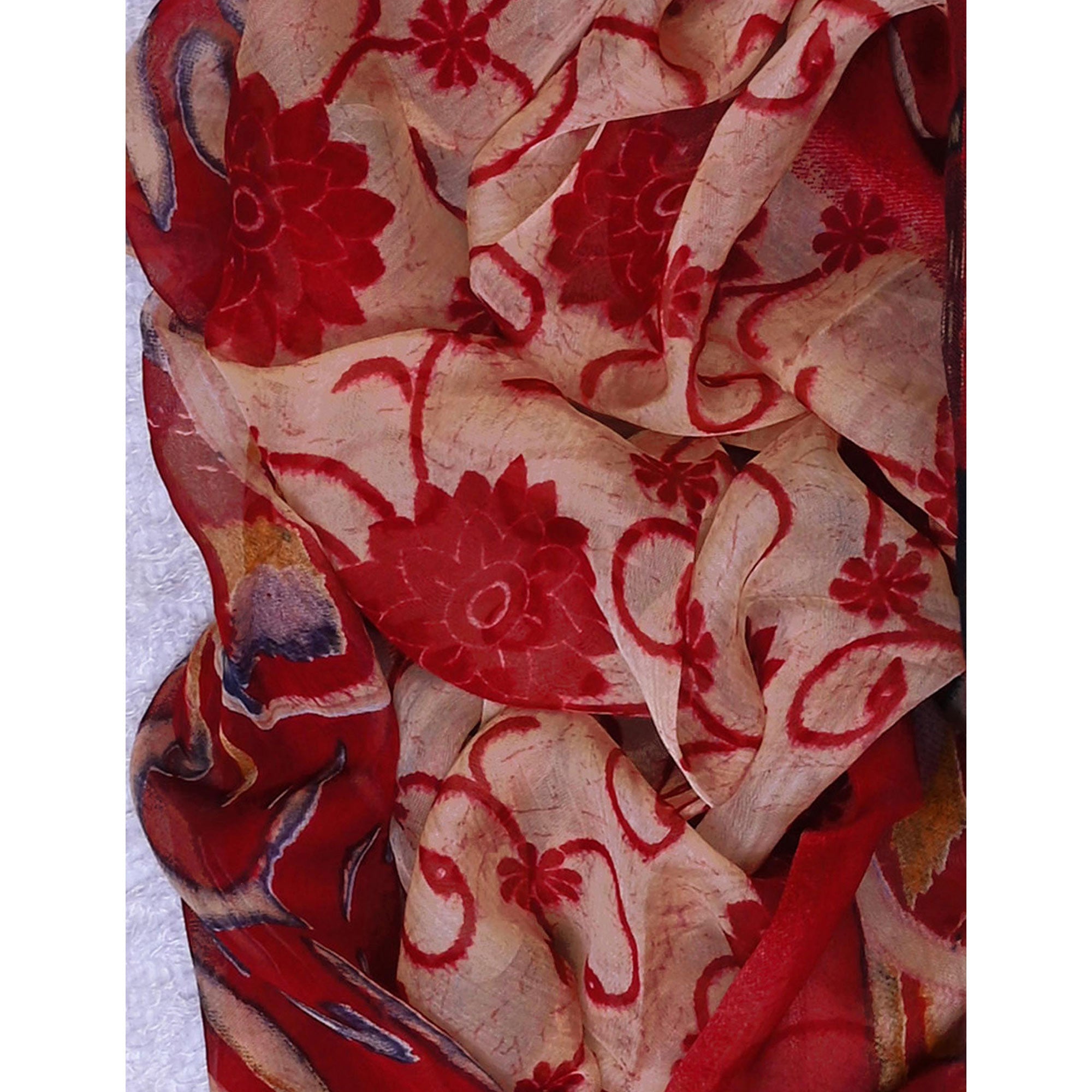 Maroon Floral Printed With Stone Work Yoke Pure Cotton Dress Material