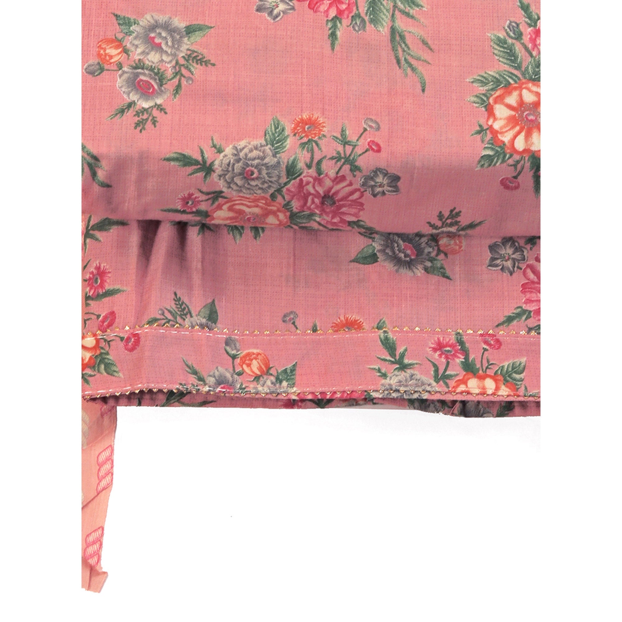 Charming Pink Dress Material in Pure Cotton with Subtle Floral Pattern Work