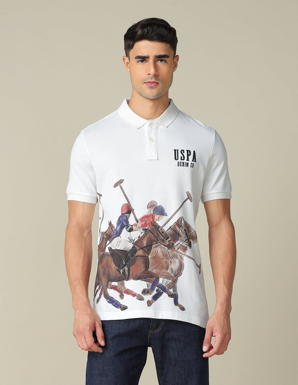 Muscle Fit Graphic Printed Polo Shirt