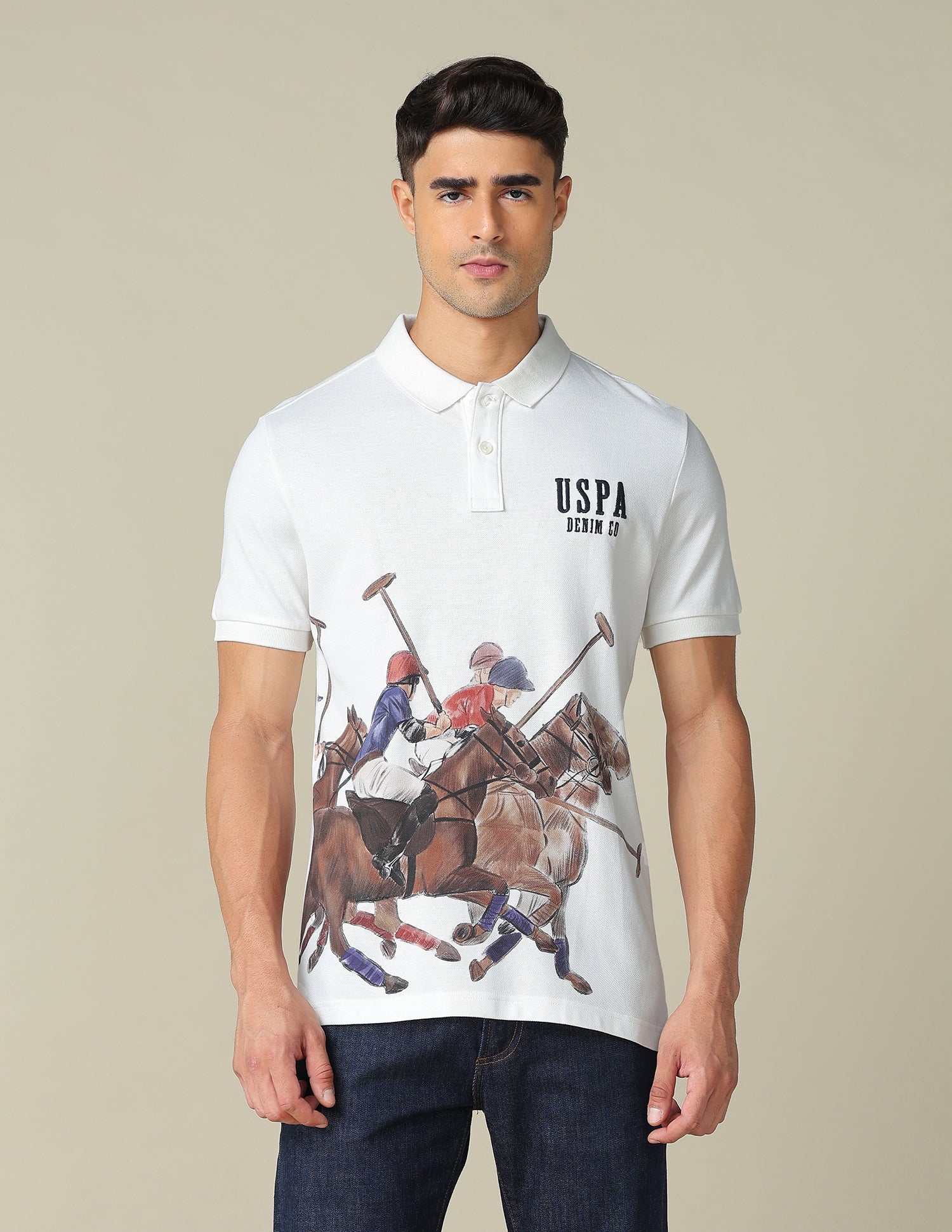 Muscle Fit Graphic Printed Polo Shirt