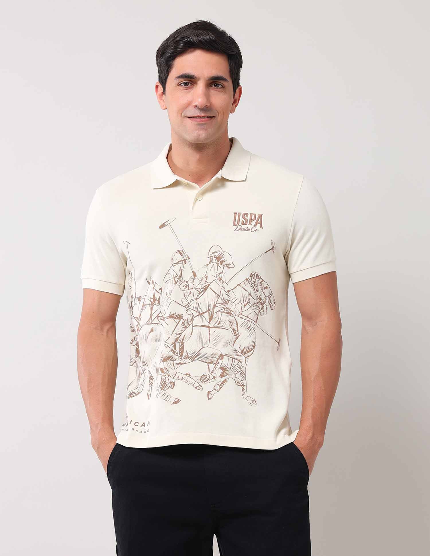Brand Printed Muscle Fit Polo Shirt