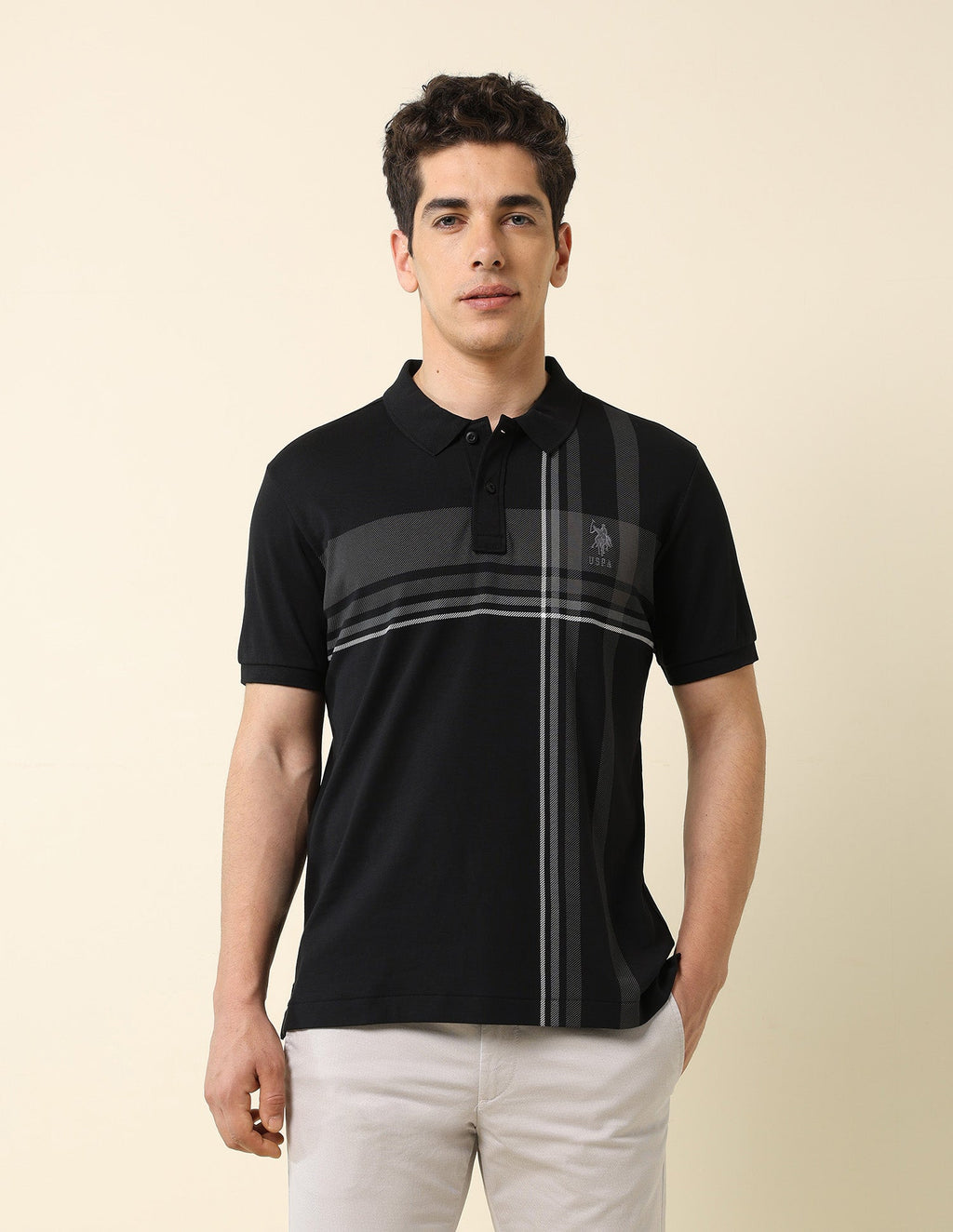 Checked Modern Monochrome Polo Shirt