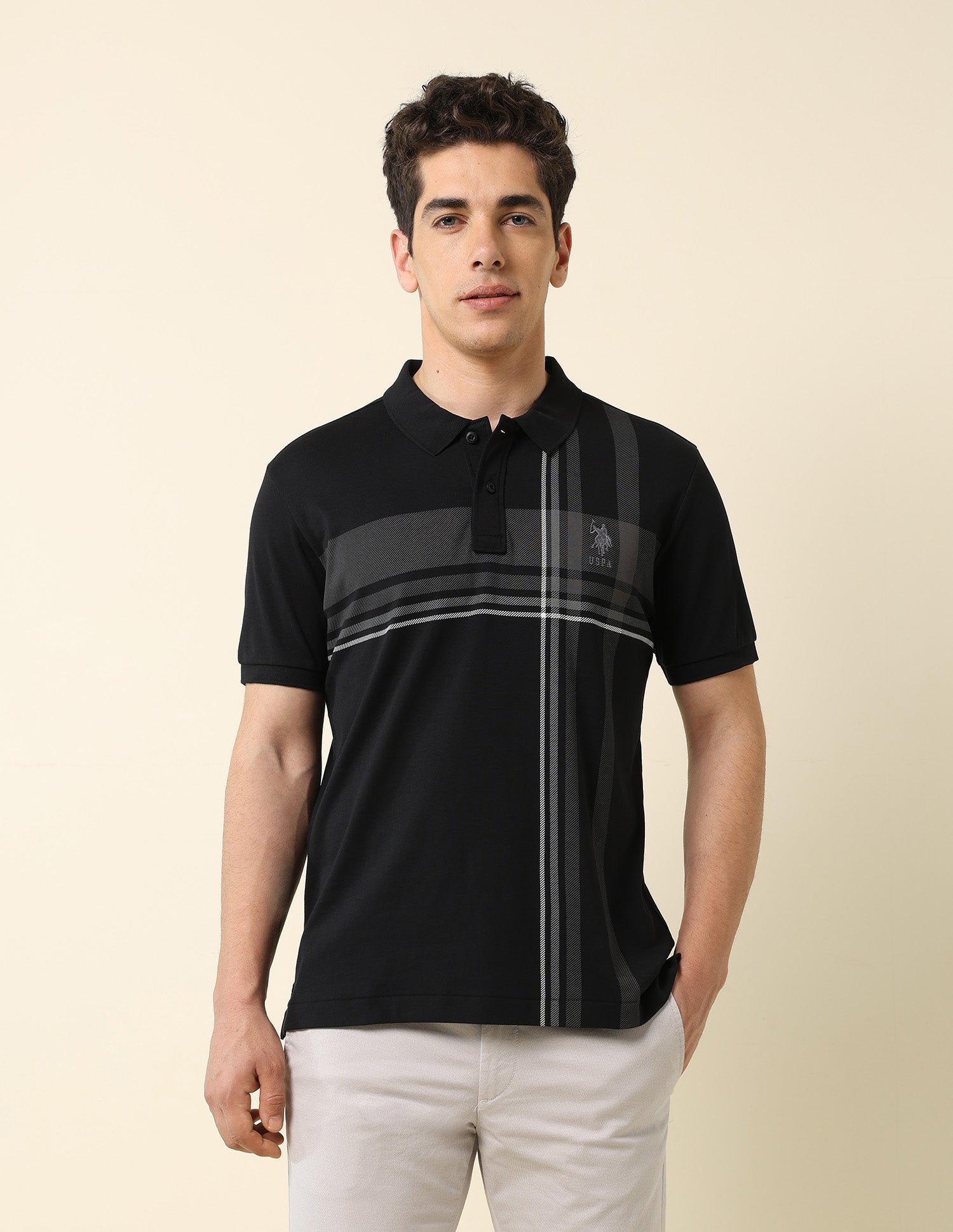 Checked Modern Monochrome Polo Shirt