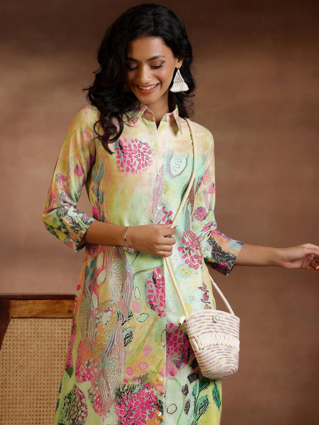 Multi Printed Cotton Blend Shirt Dress
