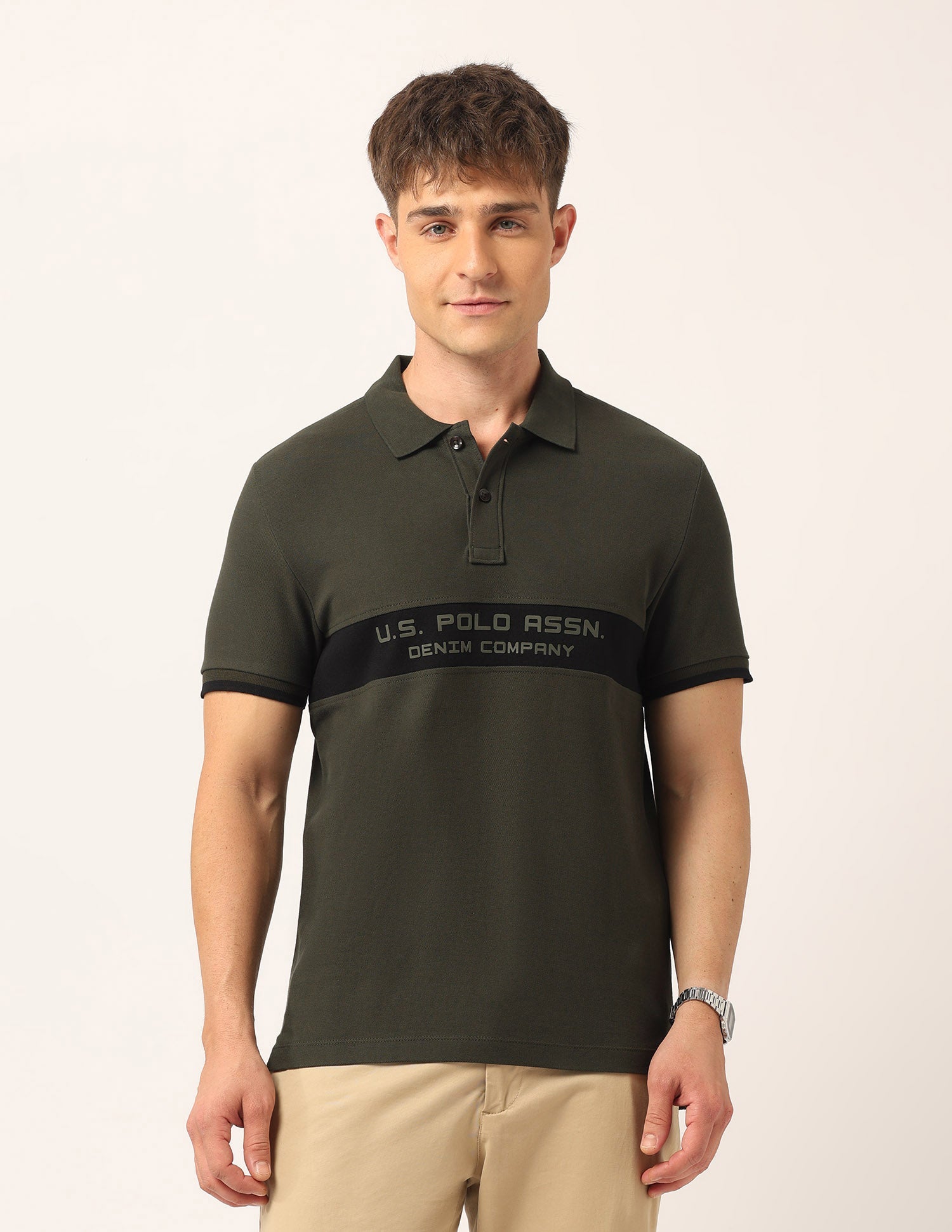 Brand Embossed Muscle Fit Polo Shirt