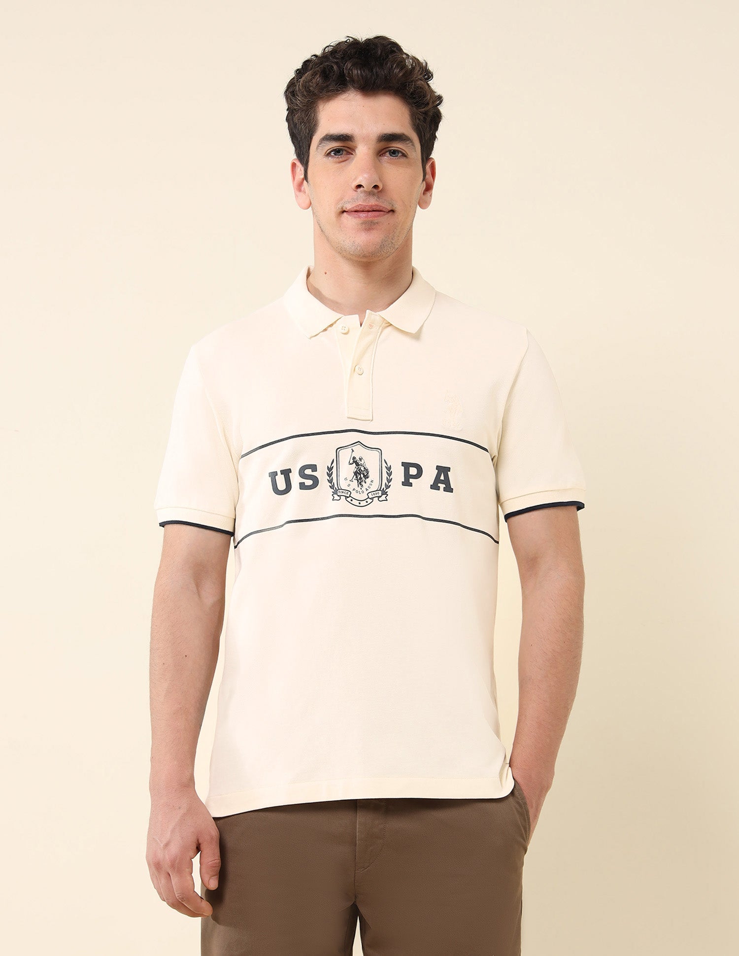 Brand Printed Slim Fit Classic Polo Shirt