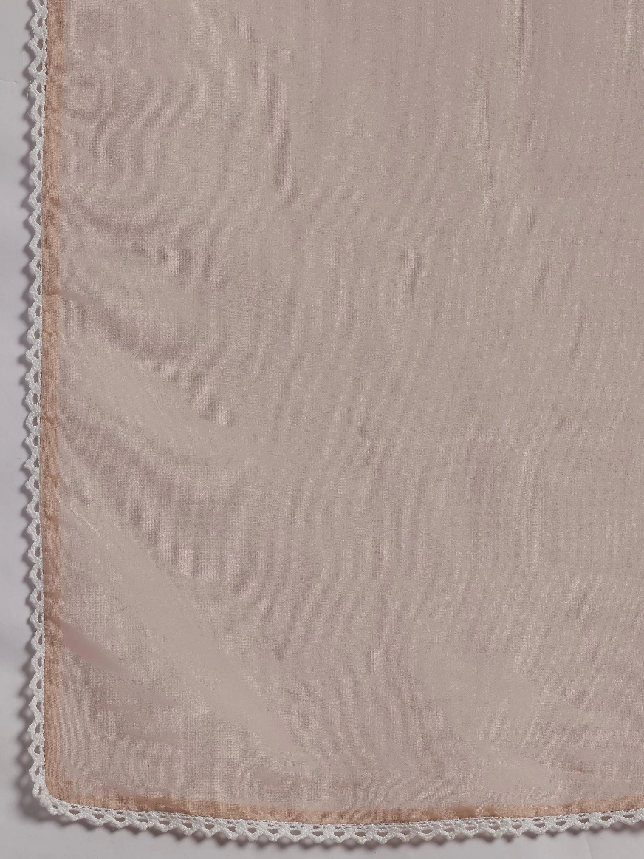 Nude Embroidered Organza A-Line Kurta With Palazzos & Dupatta