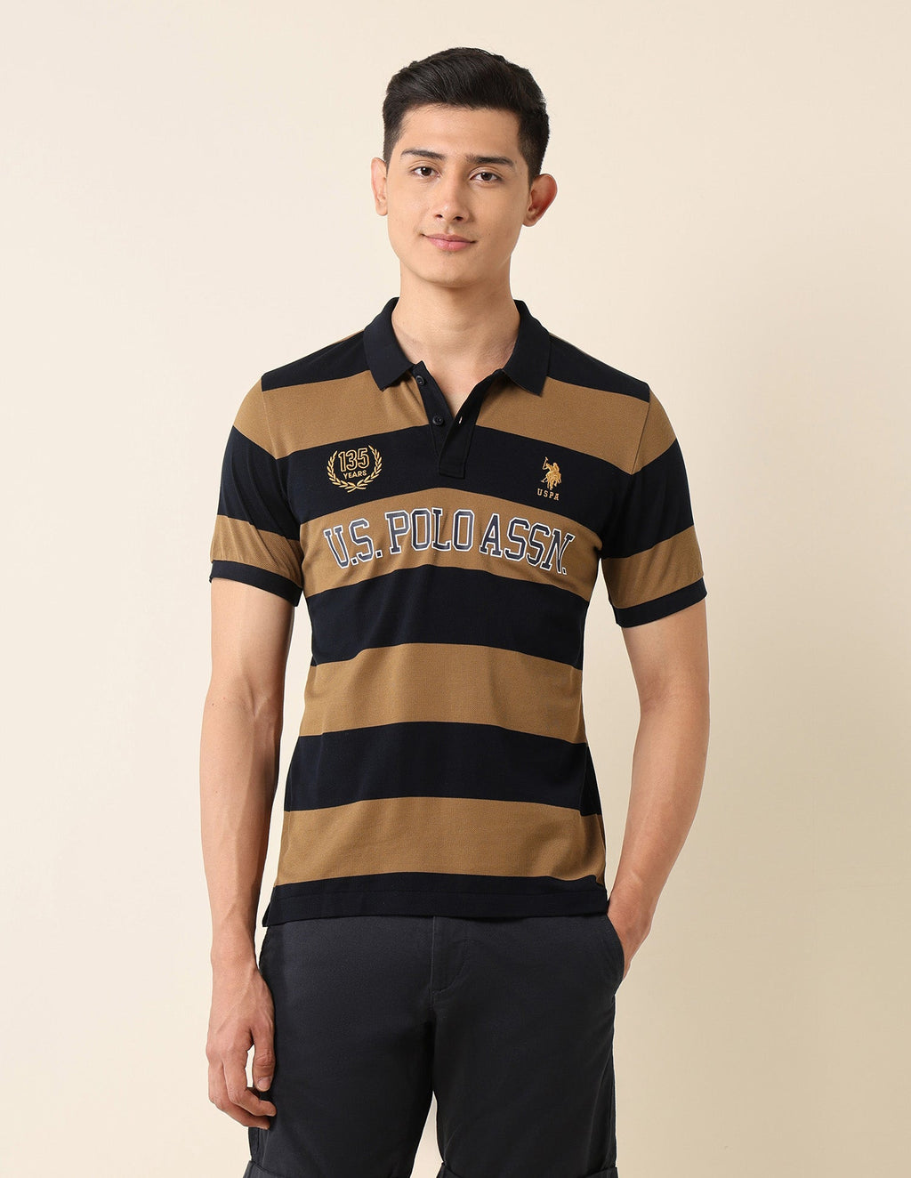 Horizontal Striped Slim Fit Polo Shirt