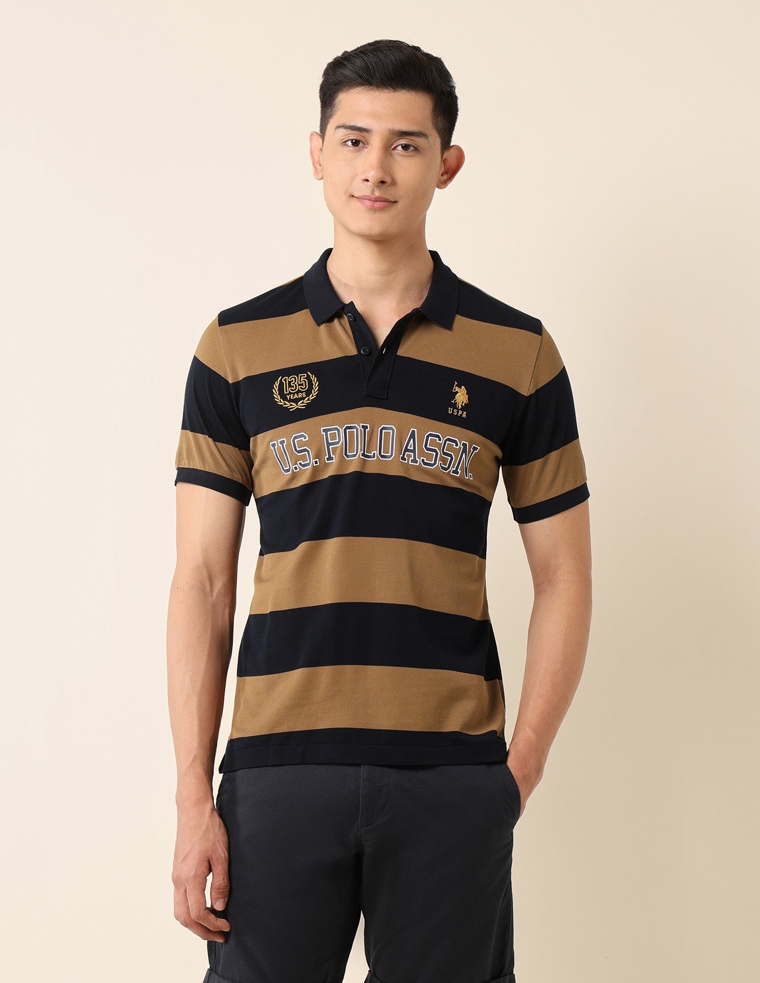 Horizontal Striped Slim Fit Polo Shirt