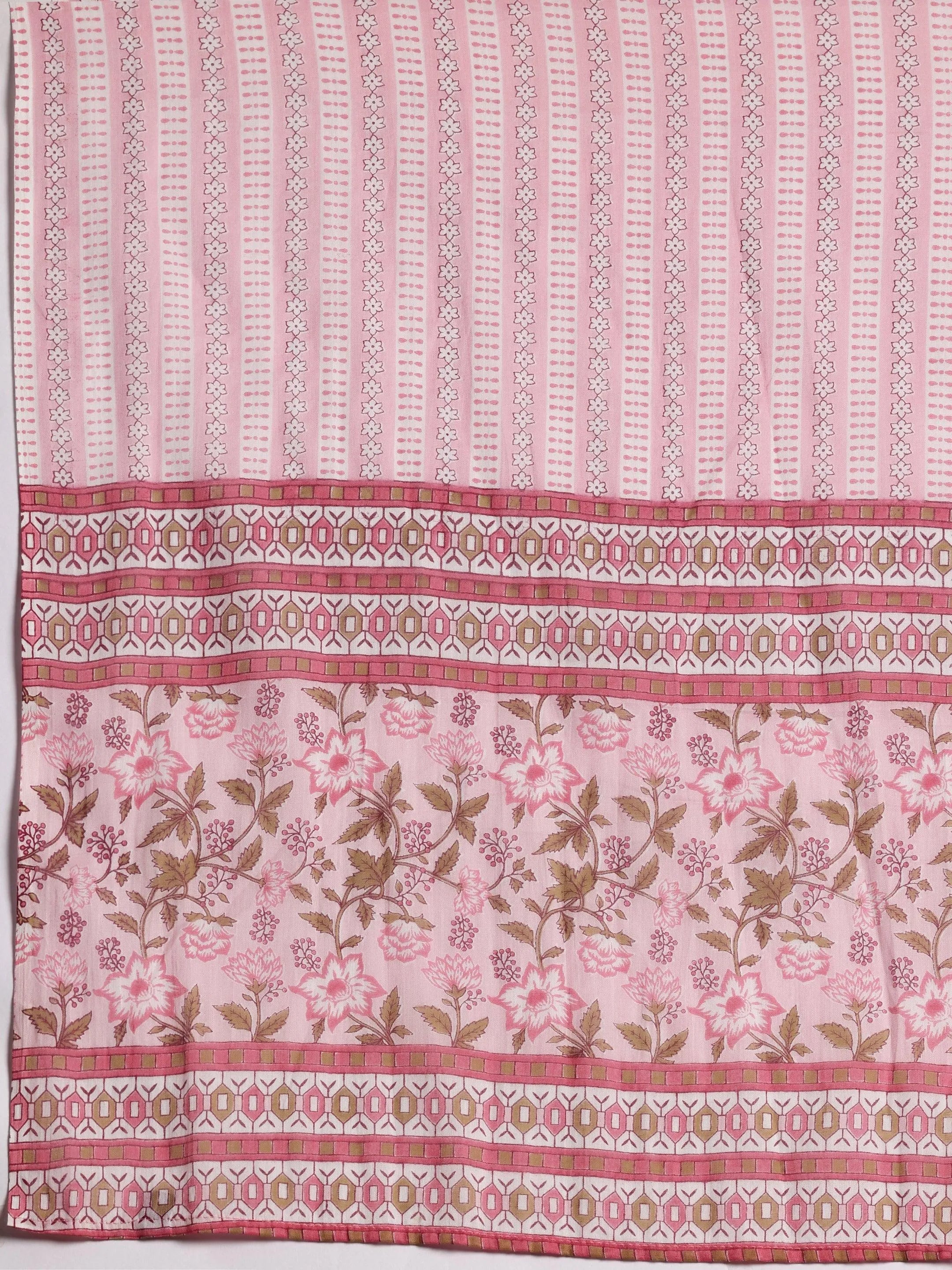 Pink Yoke Design Cotton Straight Suit With Dupatta