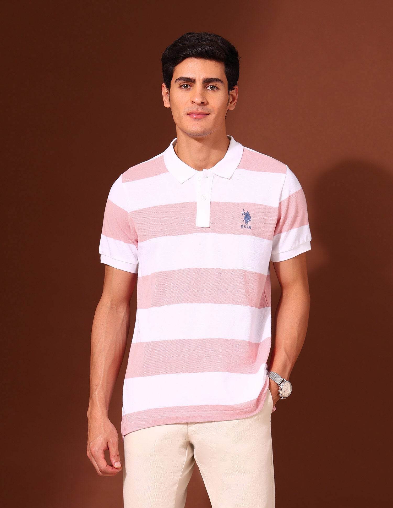 Horizontal Striped Work and Wander Polo Shirt