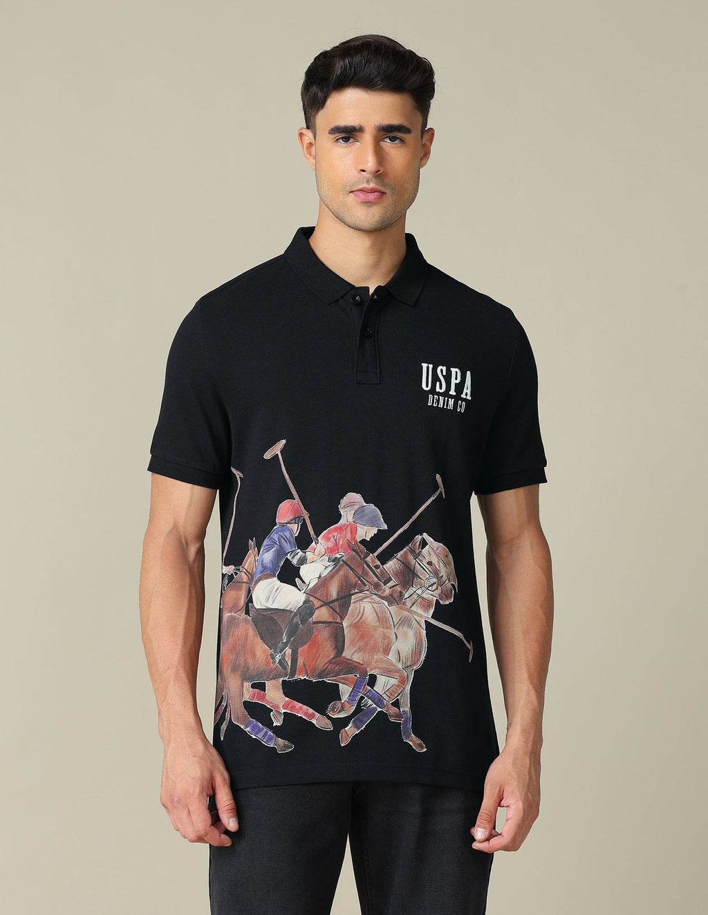 Muscle Fit Graphic Printed Polo Shirt