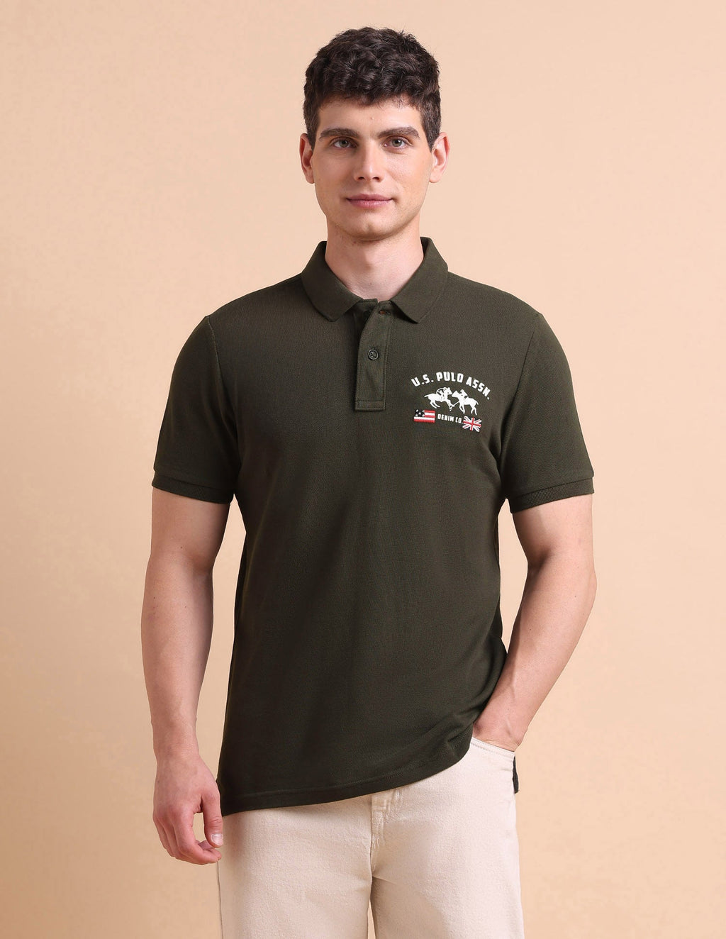 Brand Printed Muscle Fit Polo Shirt