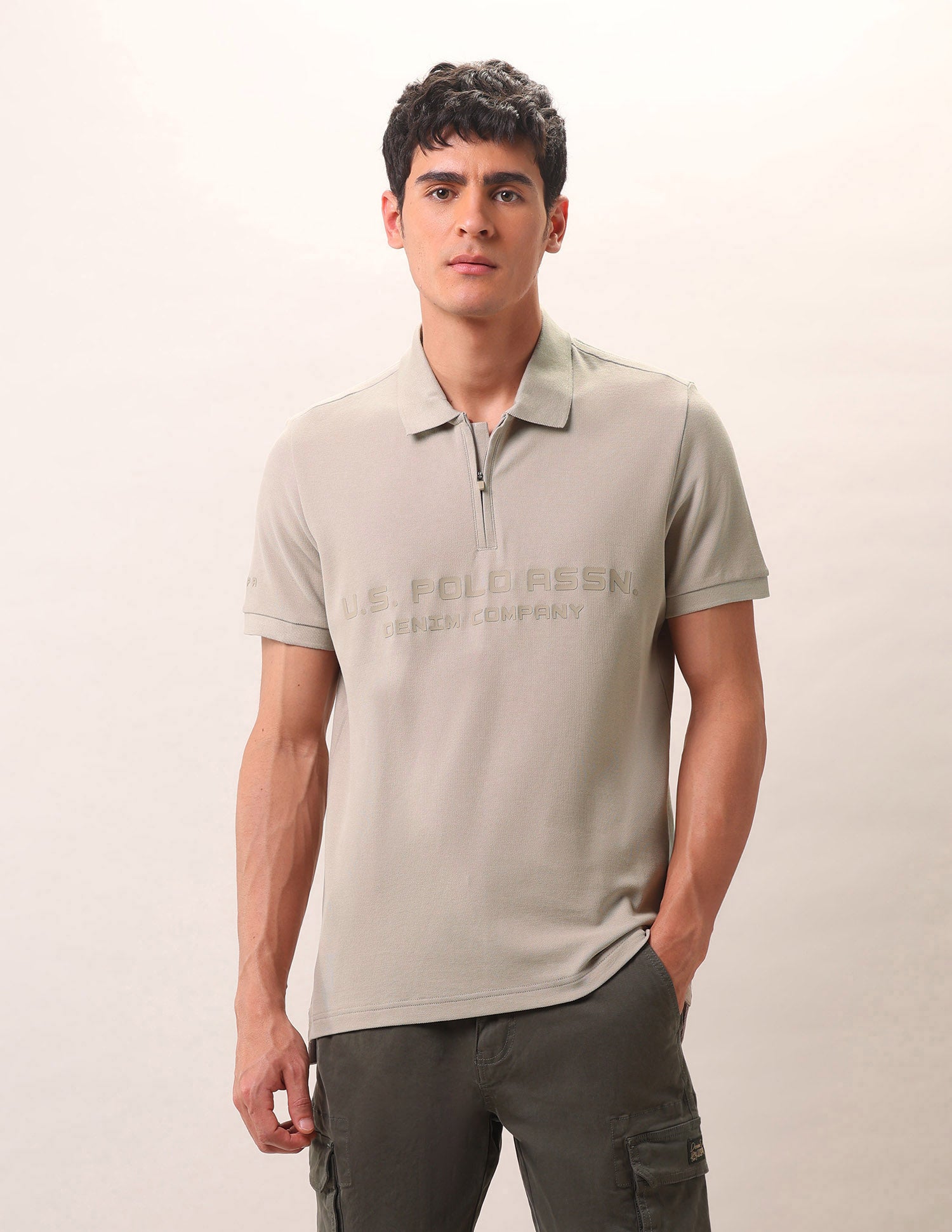 Brand Embossed Pure Cotton Polo Shirt