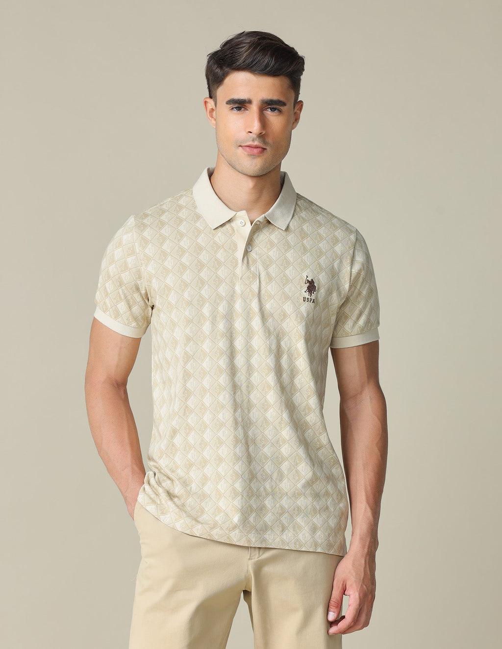 All-Over Printed Regular Fit Polo Shirt