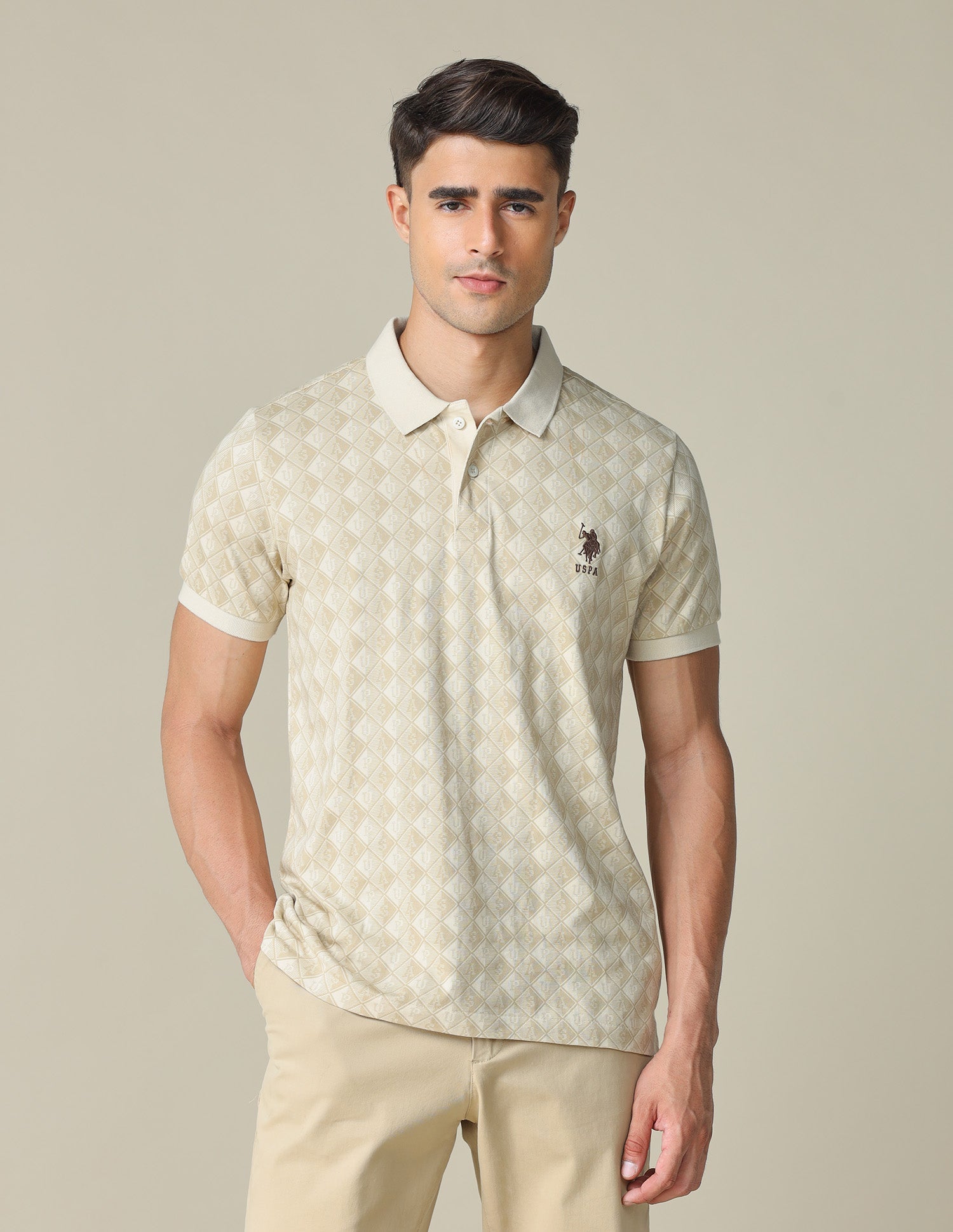 All-Over Printed Regular Fit Polo Shirt