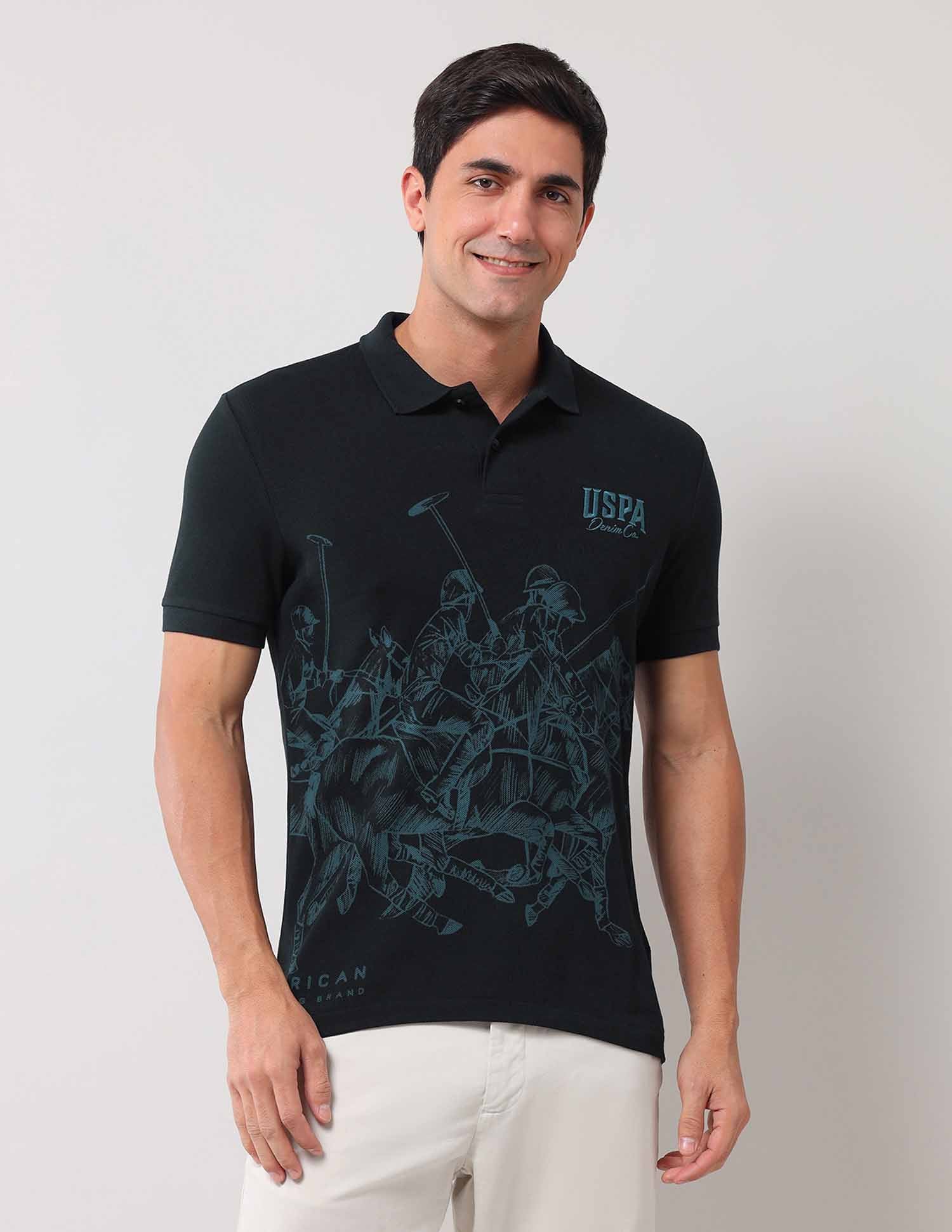 Brand Printed Muscle Fit Polo Shirt