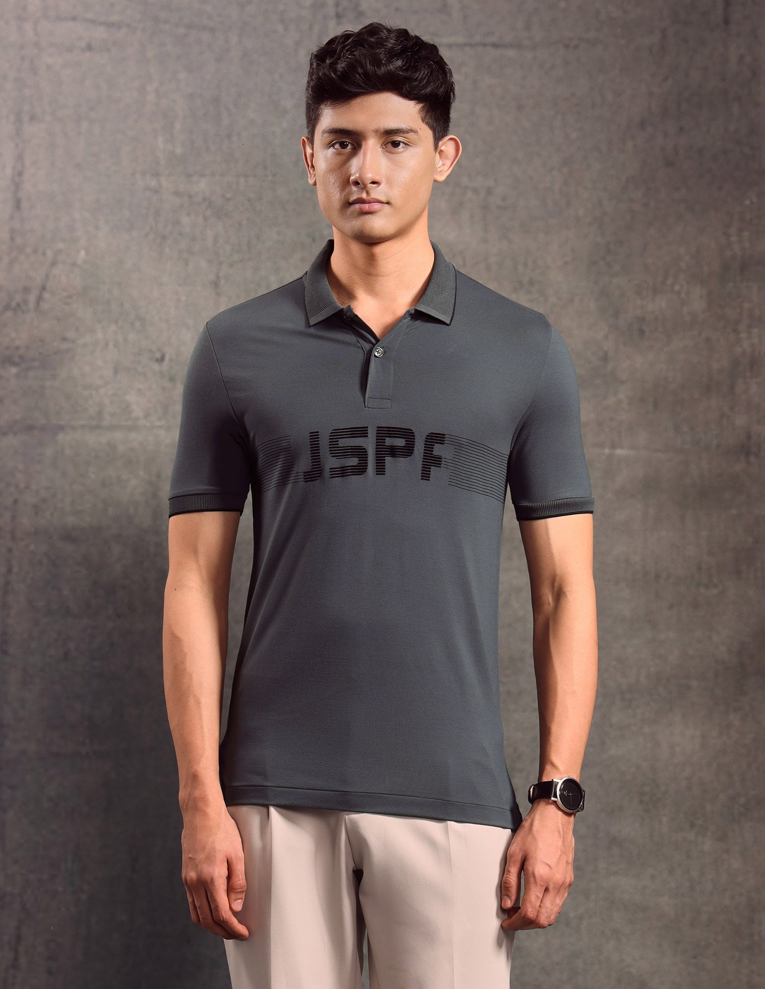 Brand Printed Muscle Fit Polo shirt