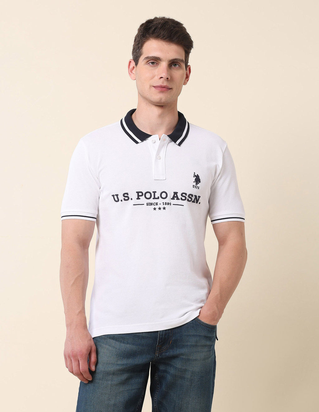Brand Embroidered Gold Cup Polo Shirt