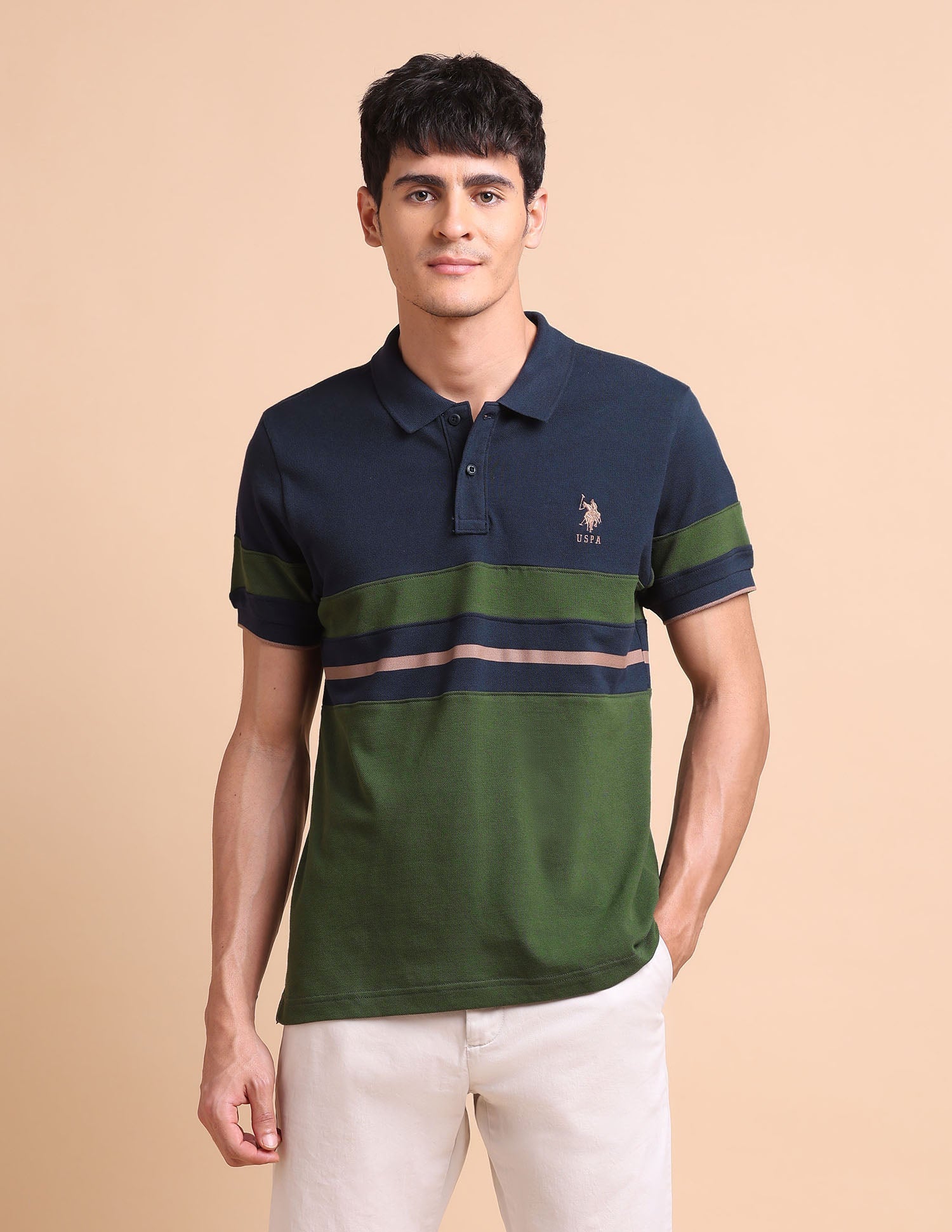 Colourblocked Slim Fit Polo Shirt