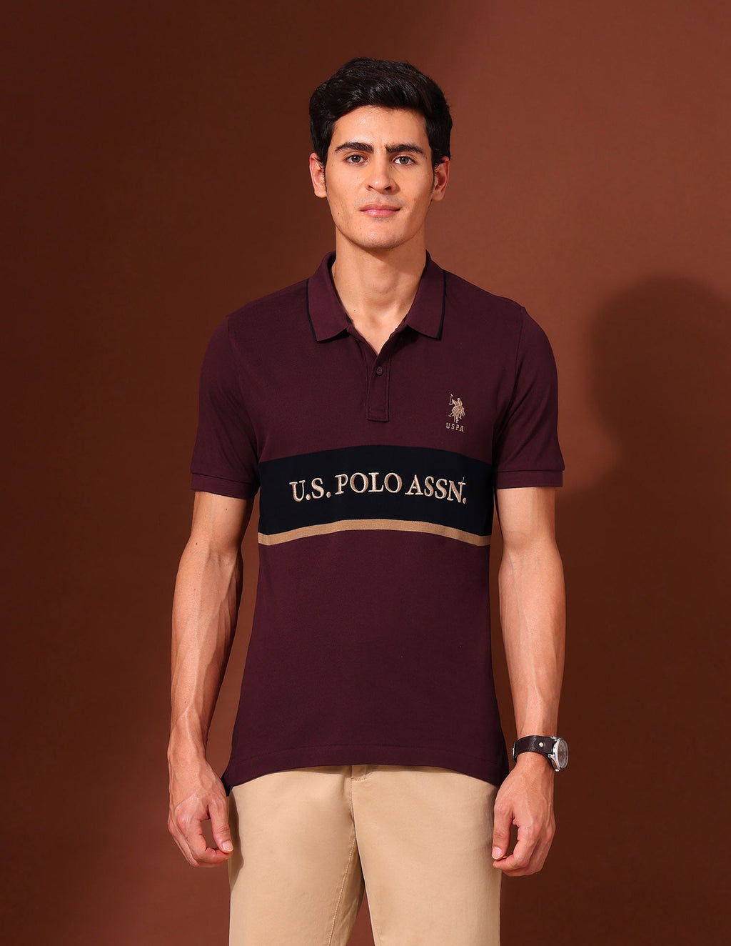 Brand Embroidered Pure Cotton Varsity Polo Shirt