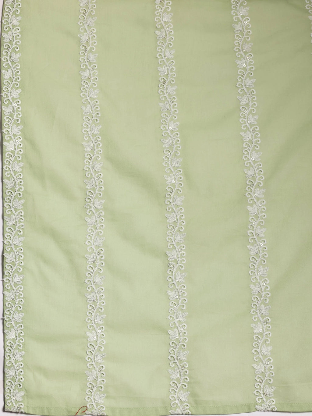 Green Embroidered Cotton A-Line Kurta With Palazzos & Dupatta