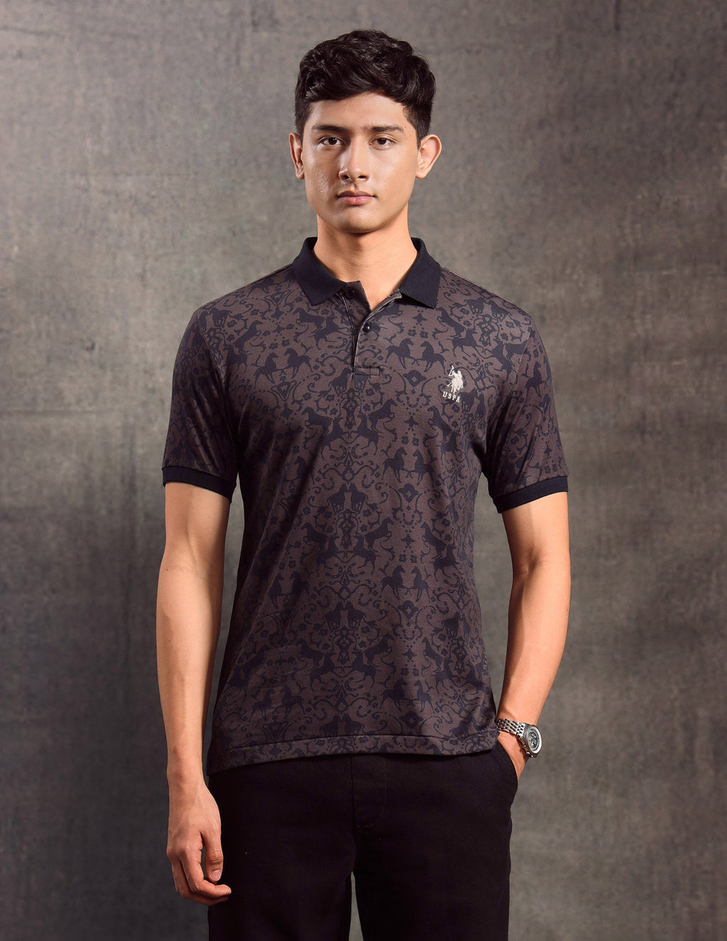 All-Over Printed Muscle Fit Polo shirt