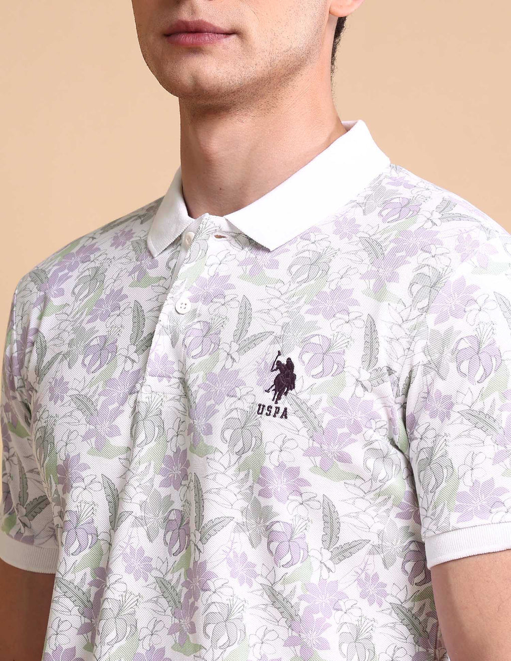 Floral Printed Slim Fit Polo Shirt
