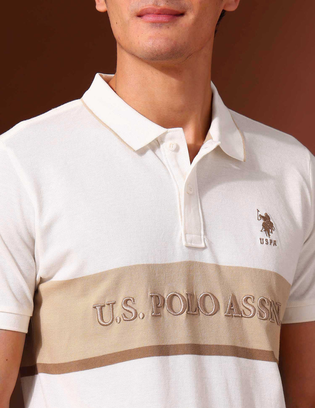 Brand Embroidered Pure Cotton Varsity Polo Shirt