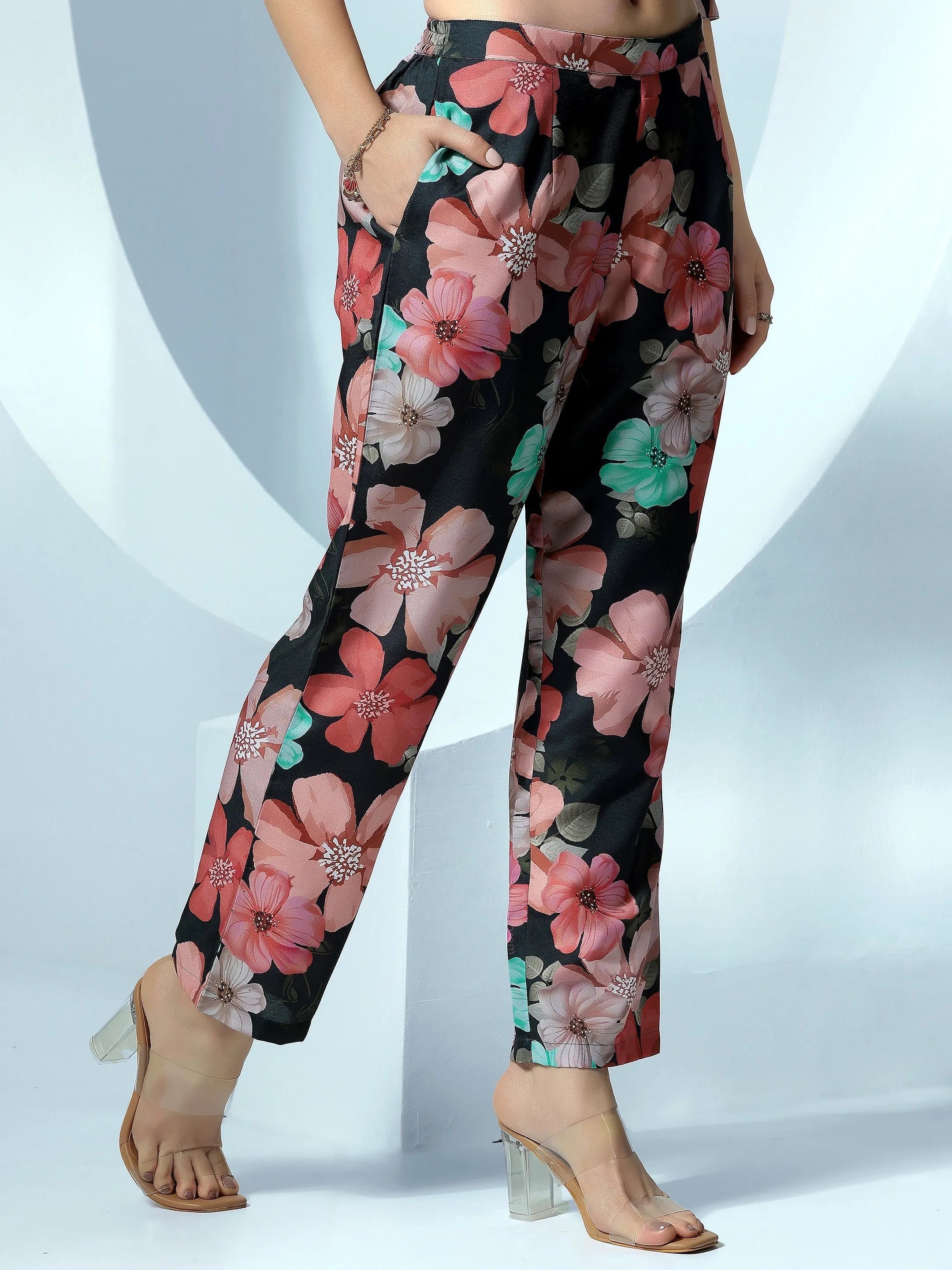 Black Printed Cotton Blend Co-Ords