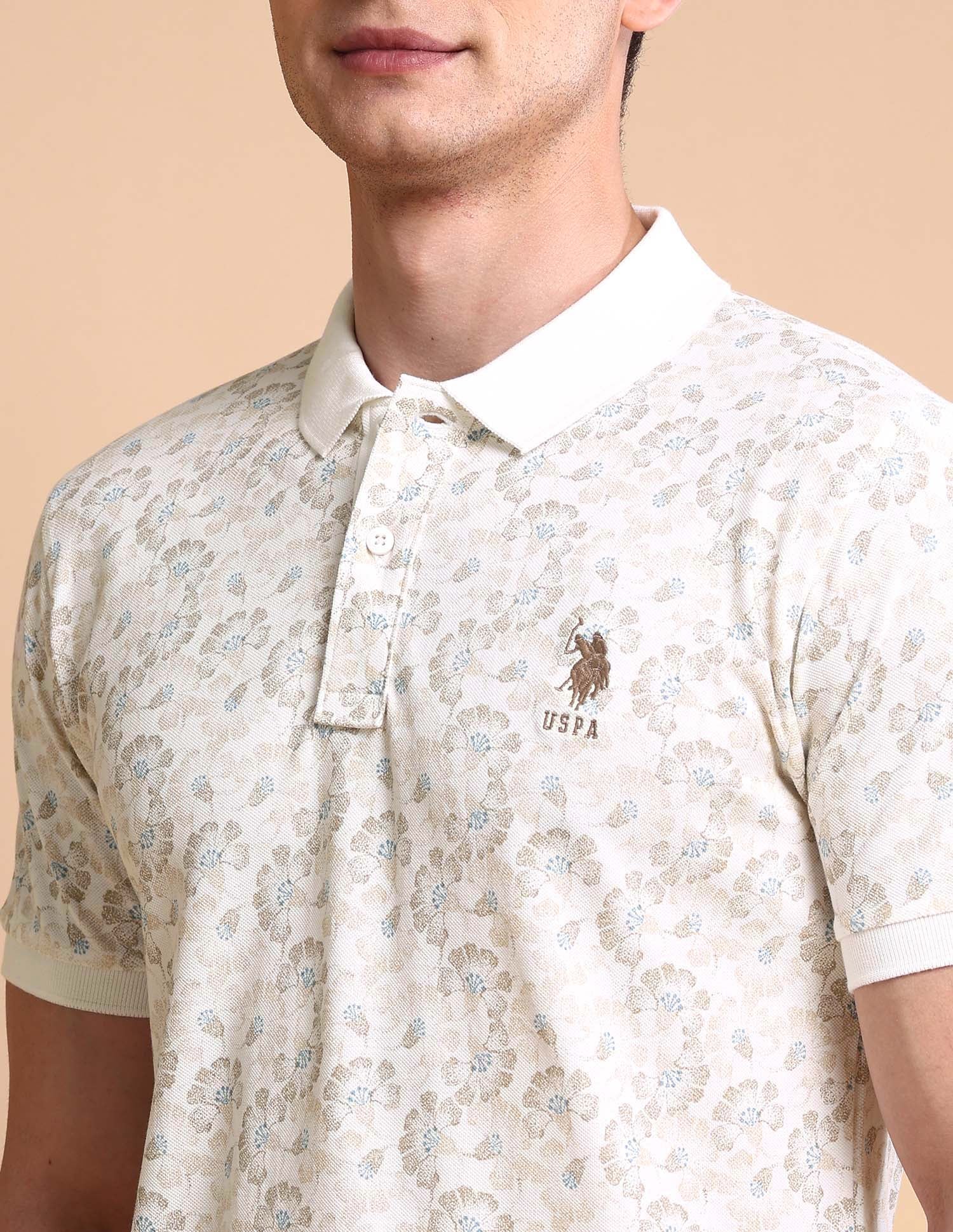 Floral Printed Slim Fit Polo Shirt