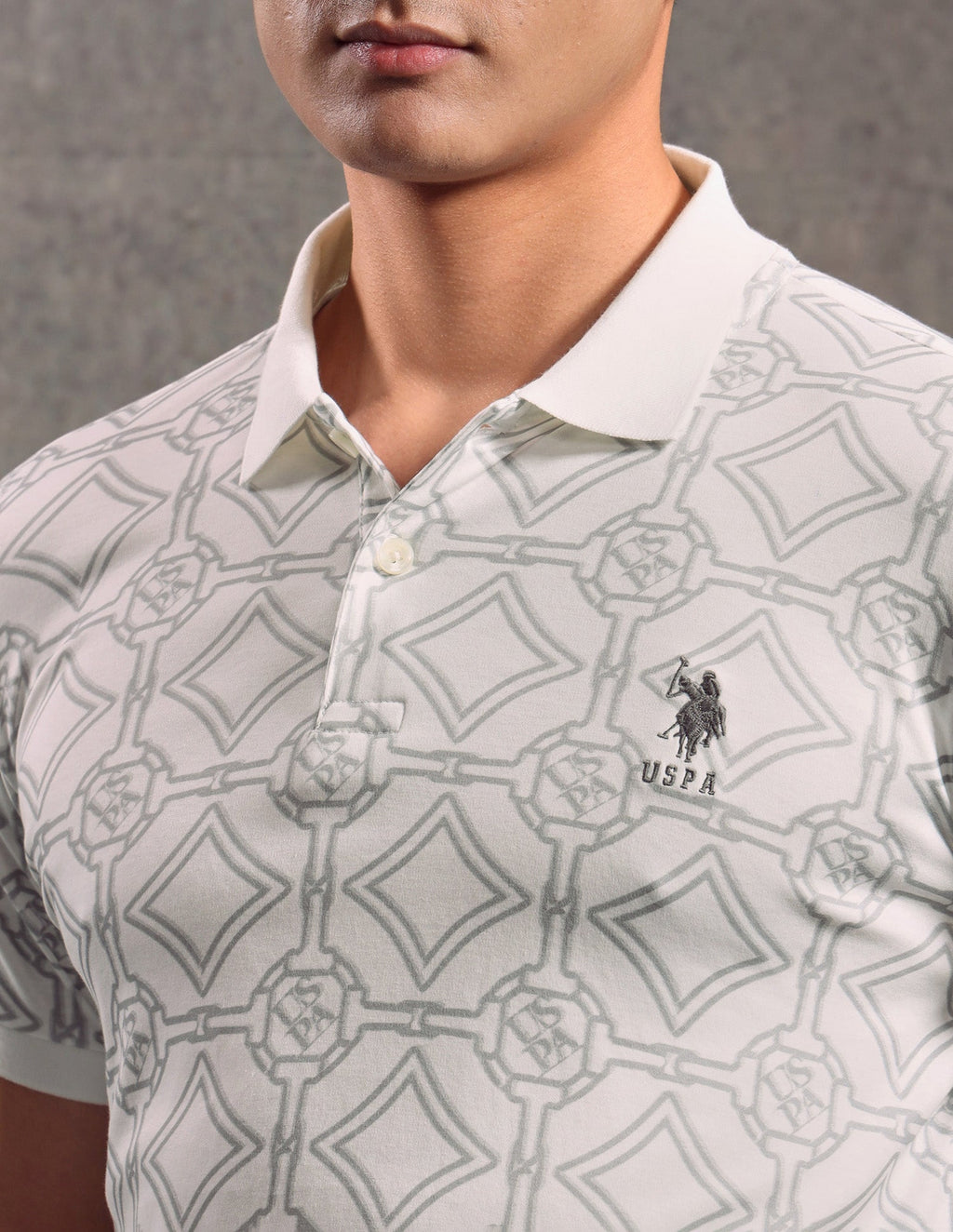 Geometric Printed Muscle Fit Polo shirt