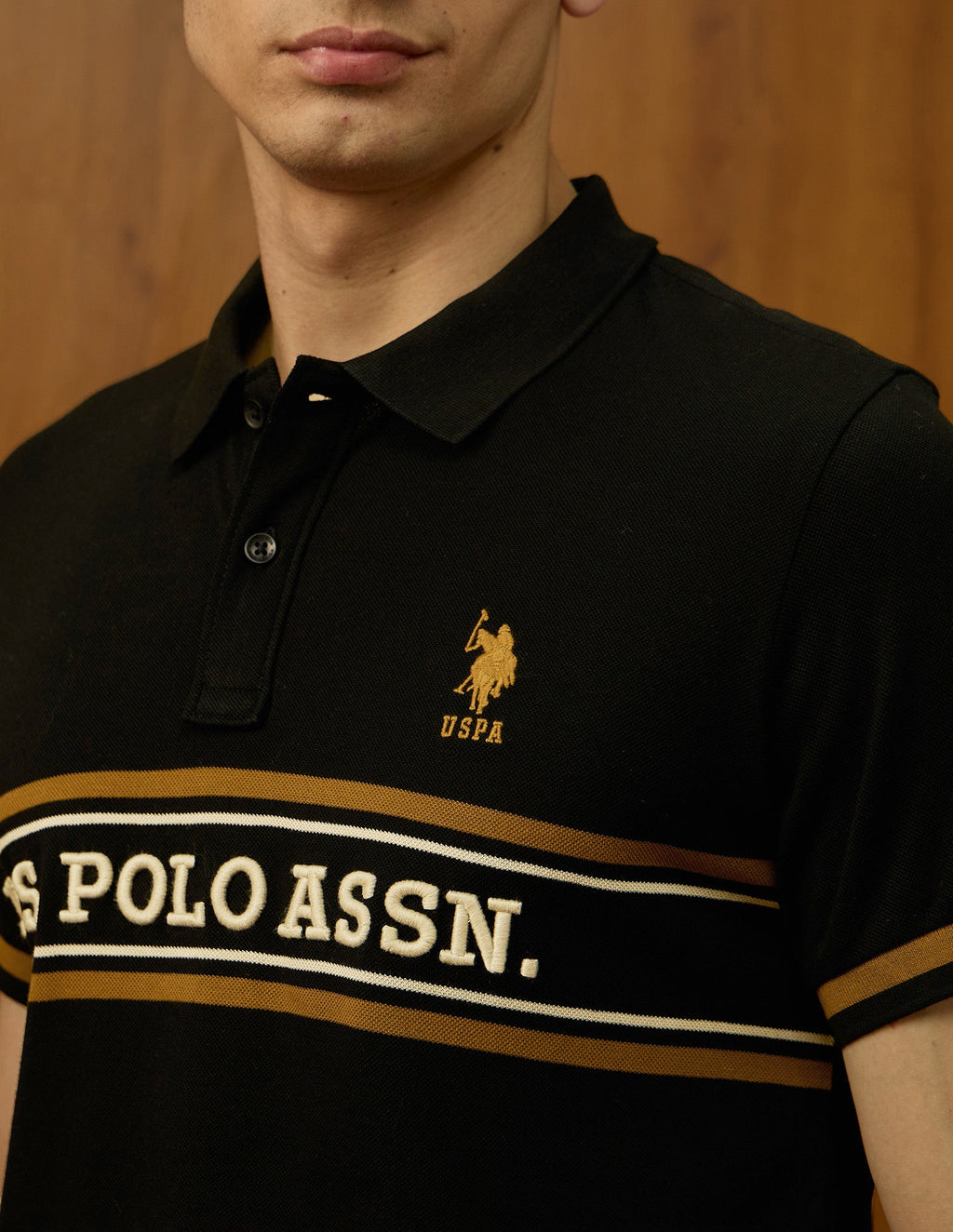Brand Embroidered Varsity Polo Shirt