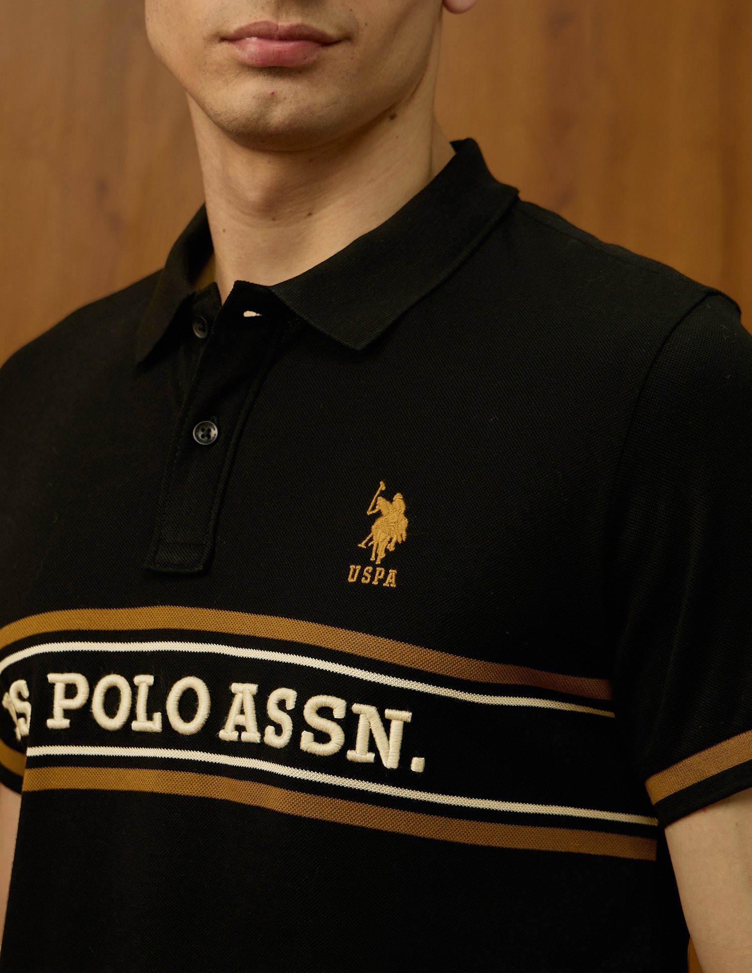 Brand Embroidered Varsity Polo Shirt