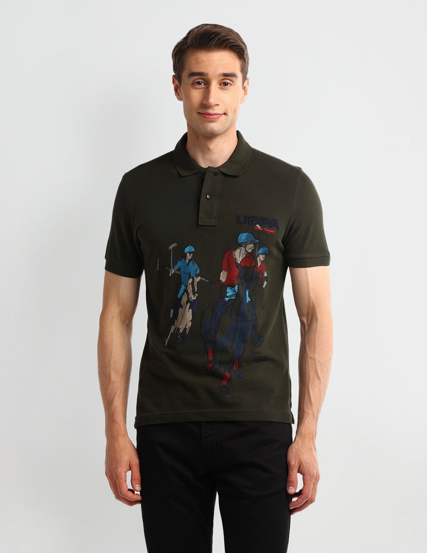 Muscle Fit Graphic Polo Shirt