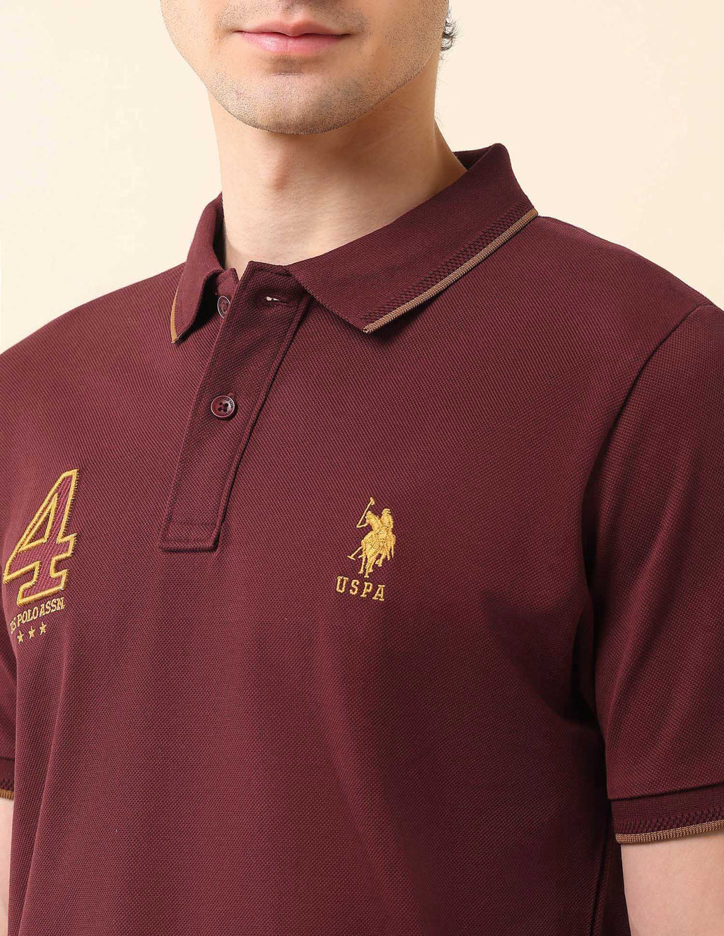 Brand Appliqued Gold Cup Polo Shirt