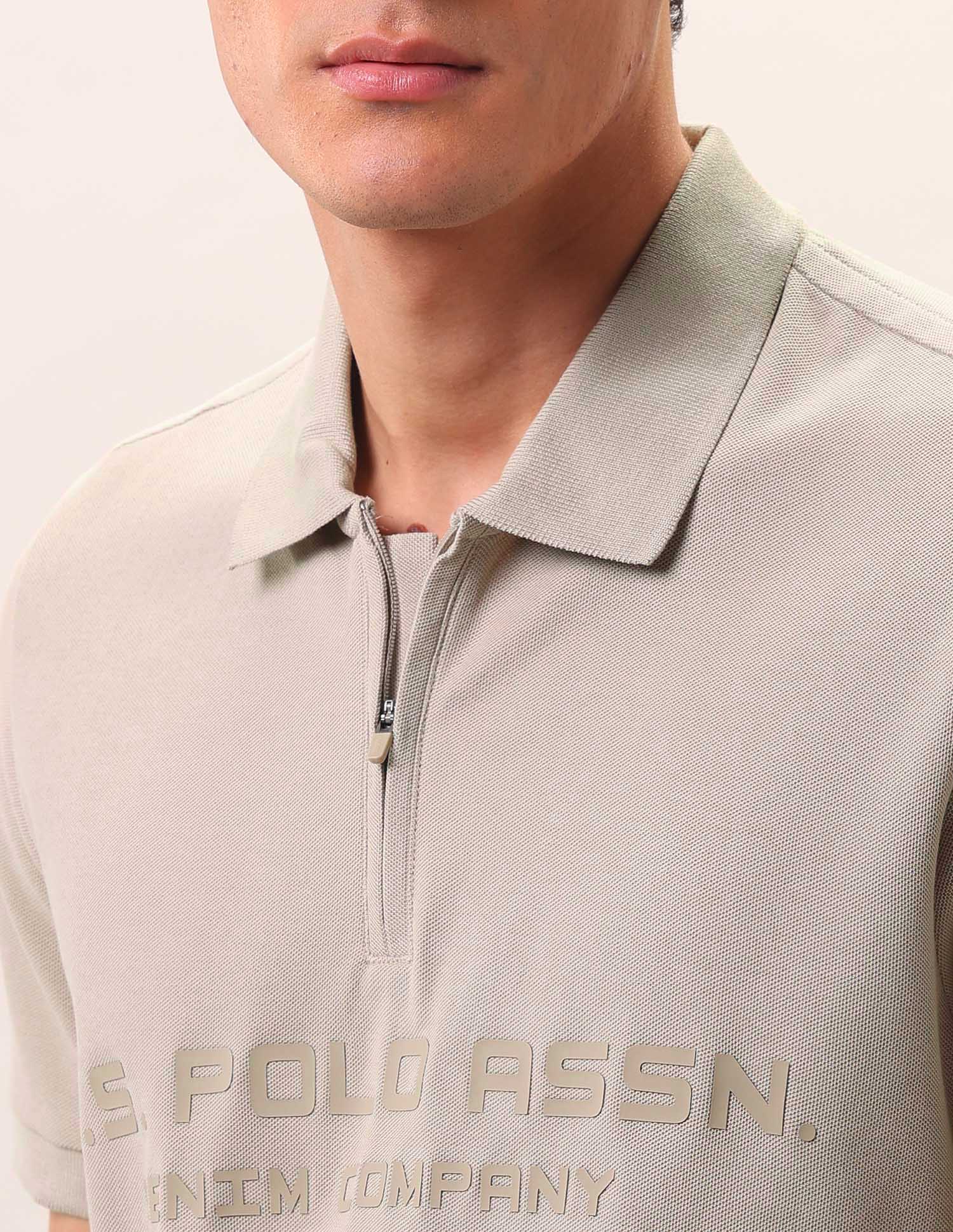 Brand Embossed Pure Cotton Polo Shirt