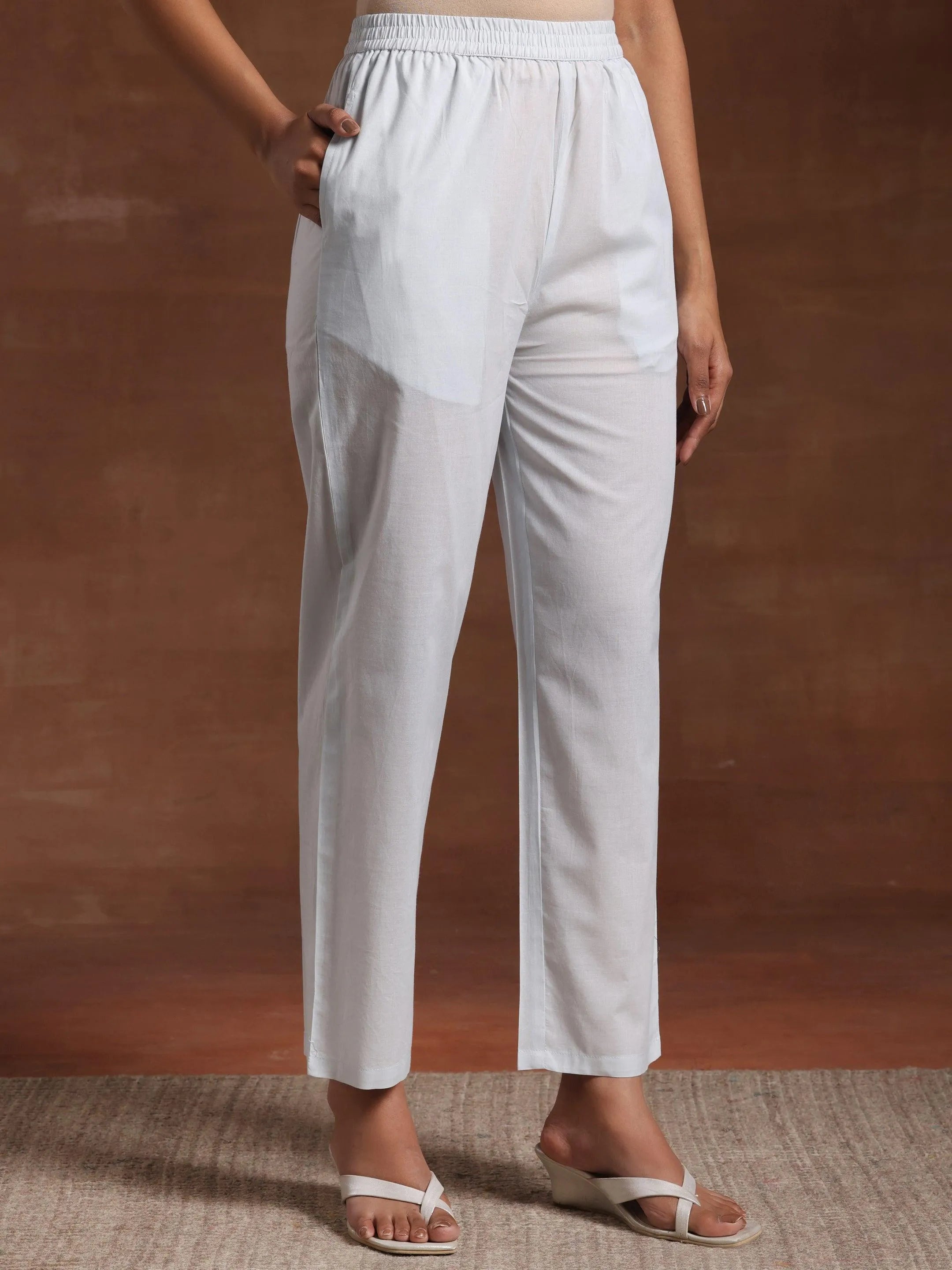 Grey Printed Cotton Blend Straight Suit With Dupatta