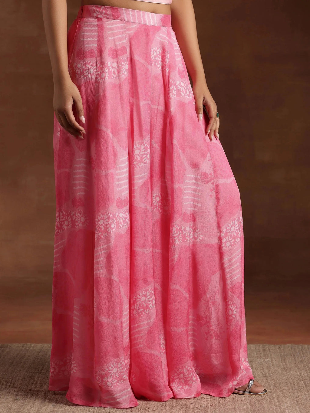 Pink Printed Silk Blend Co-Ords
