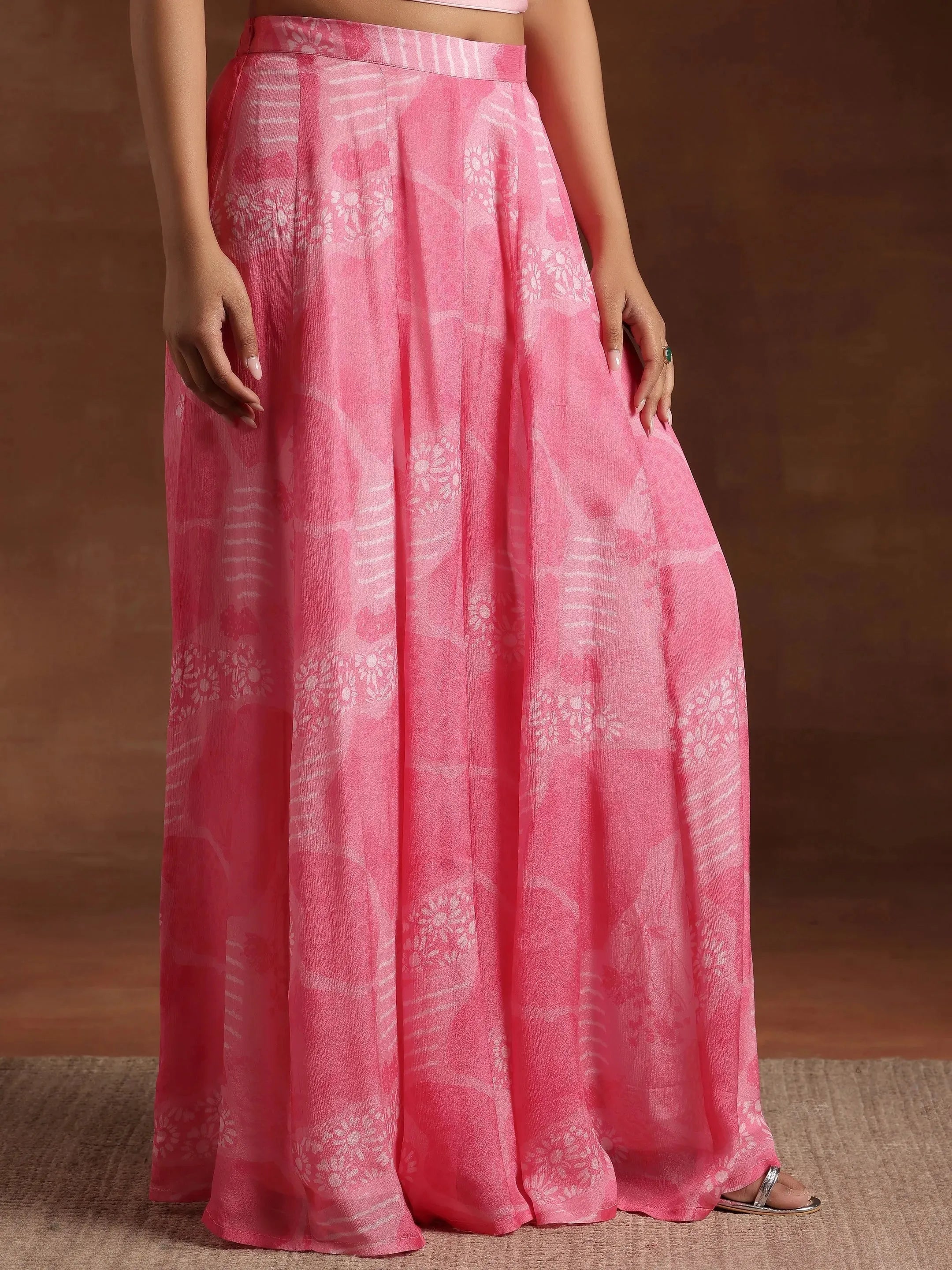 Pink Printed Silk Blend Co-Ords