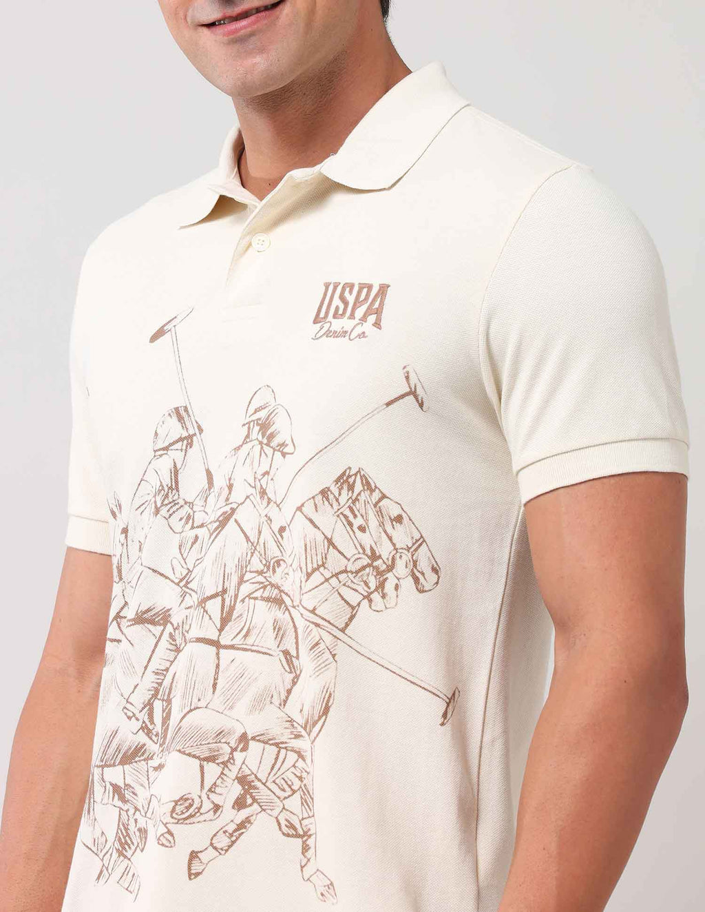 Brand Printed Muscle Fit Polo Shirt