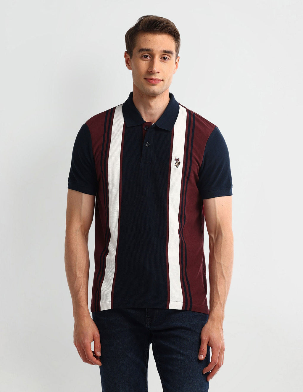 Muscle Fit Striped Polo Shirt