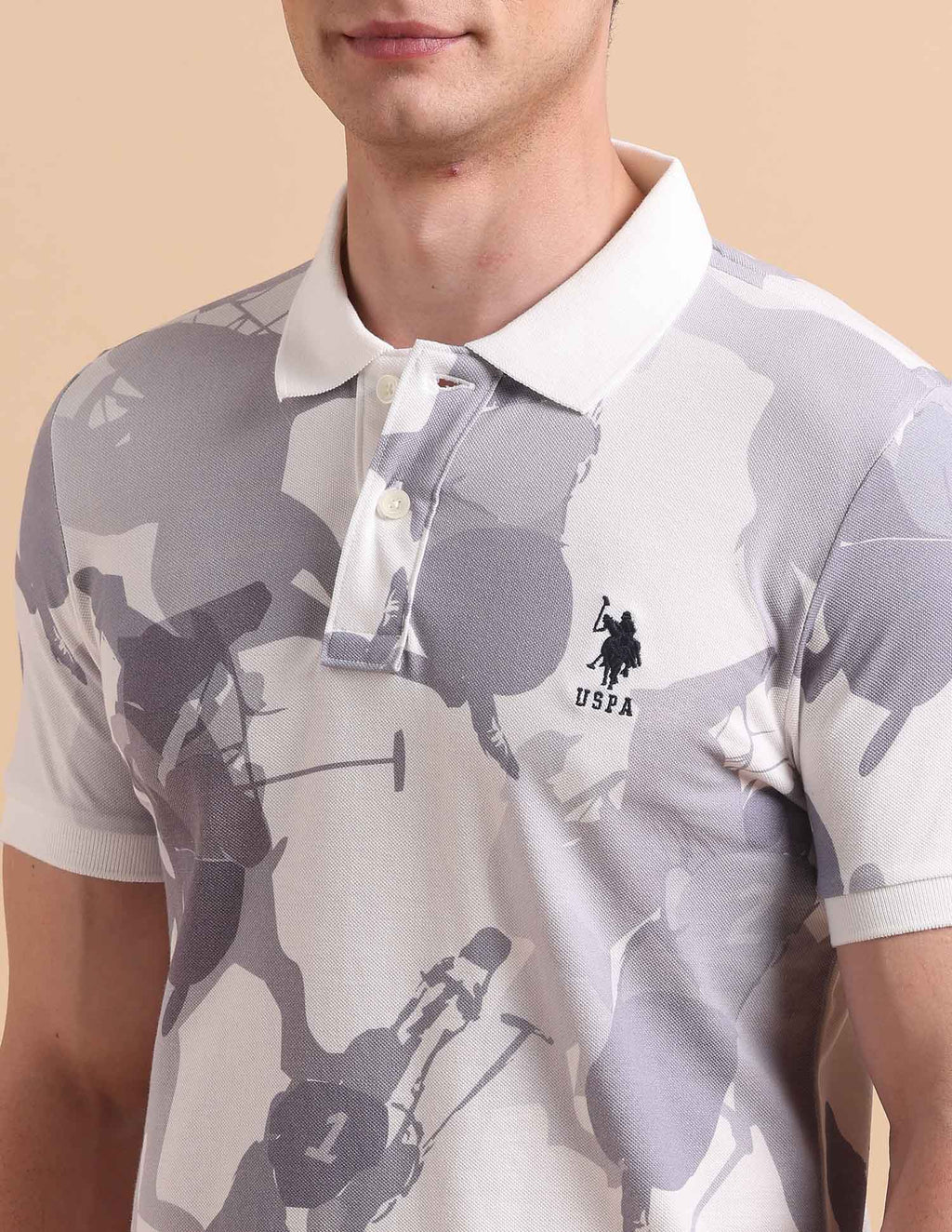 All-Over Printed Pure Cotton Polo Shirt