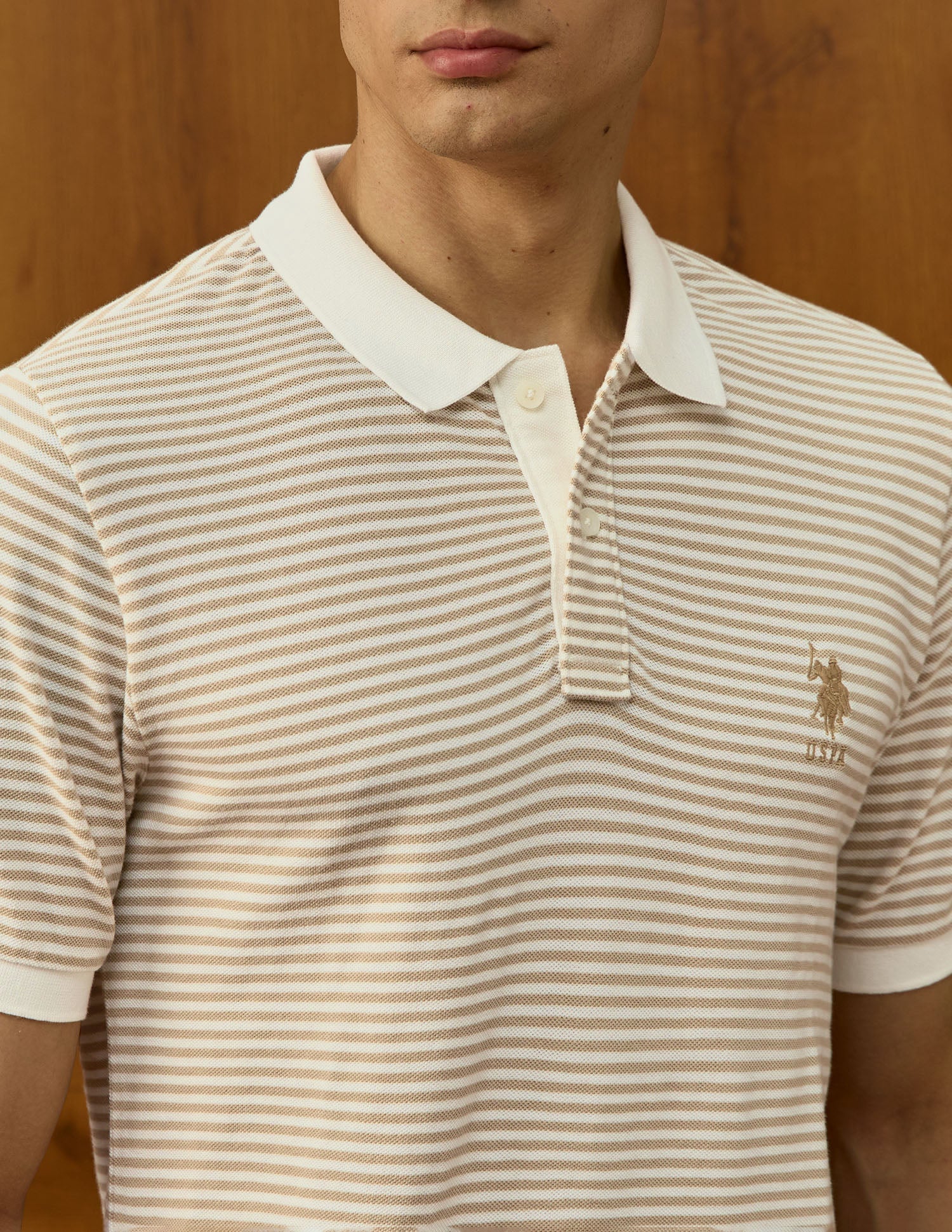 Horizontal Striped Varsity Polo Shirt