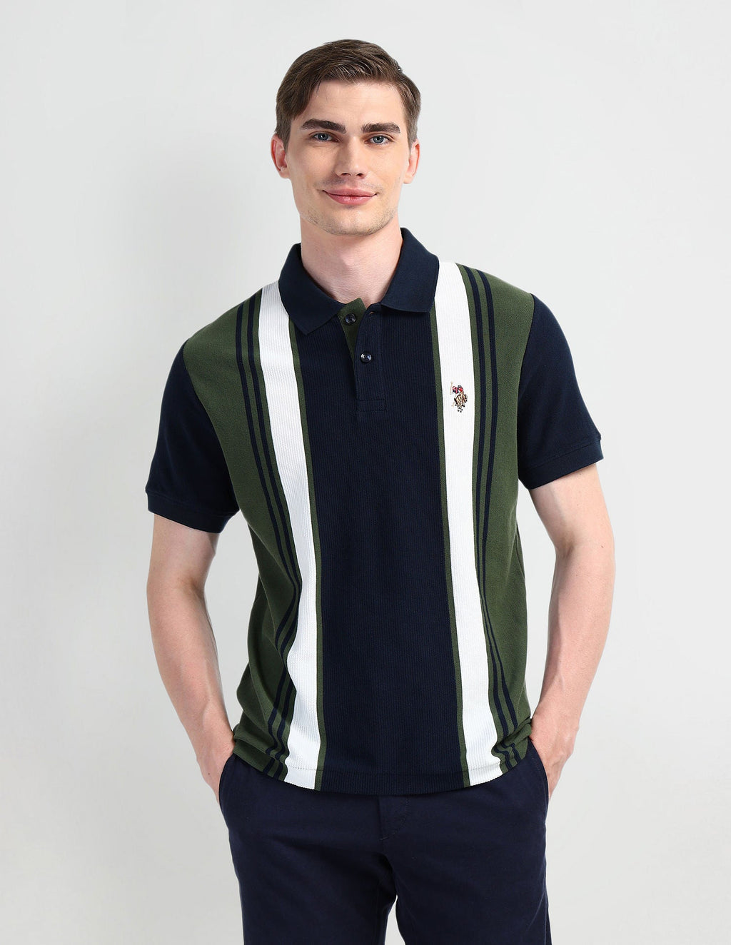 Muscle Fit Striped Polo Shirt
