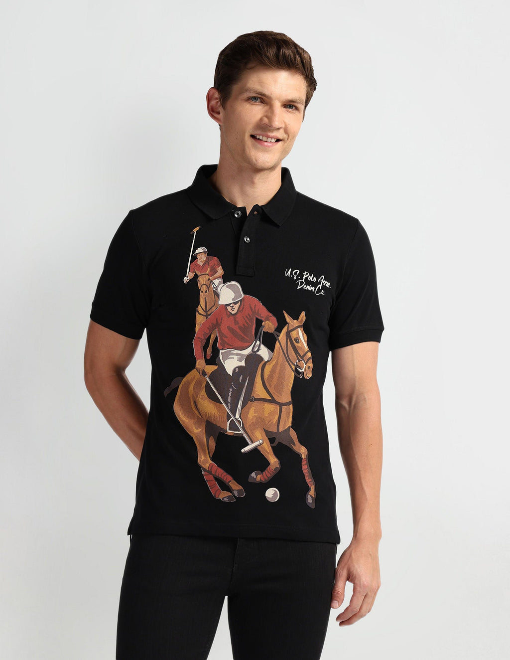 Graphic Print Muscle Fit Polo Shirt