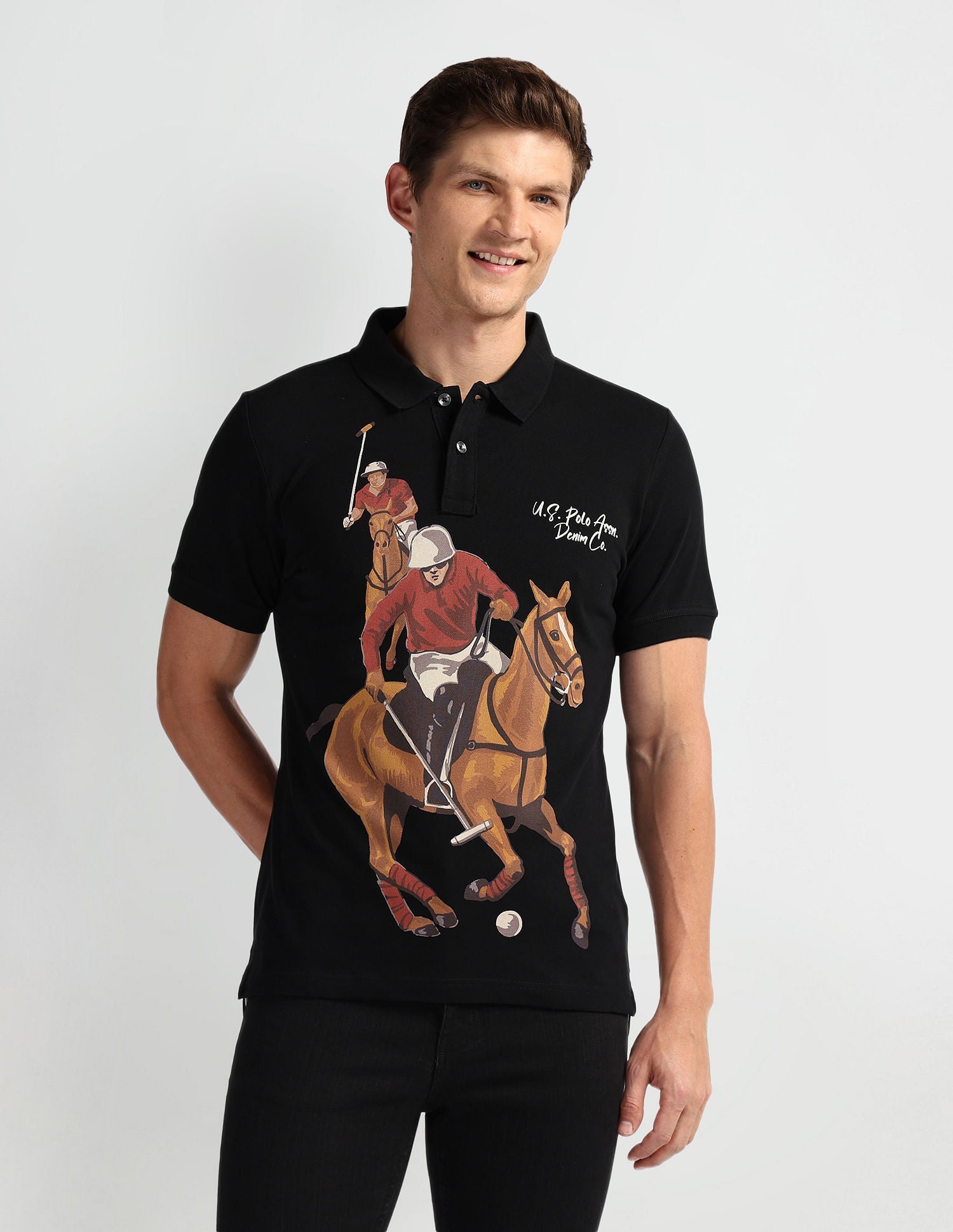 Graphic Print Muscle Fit Polo Shirt