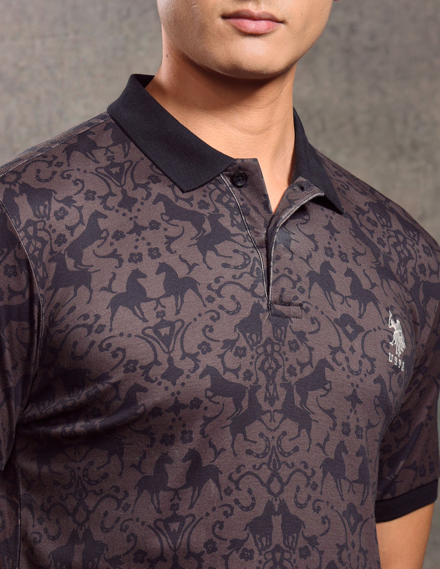 All-Over Printed Muscle Fit Polo shirt